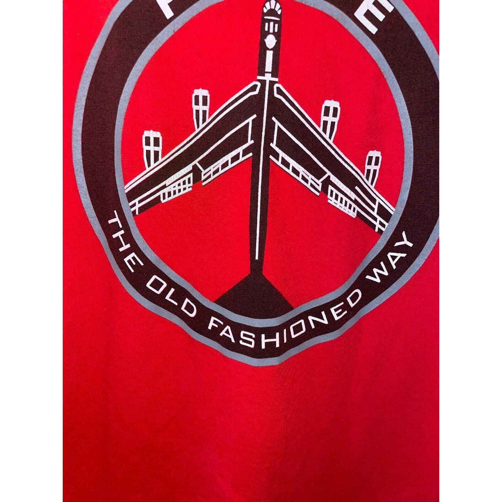 Gildan Vintage War Shirt Peace The Old Fashioned Way Tee Jet Large Size US L / EU 52-54 / 3 - 5 Thumbnail