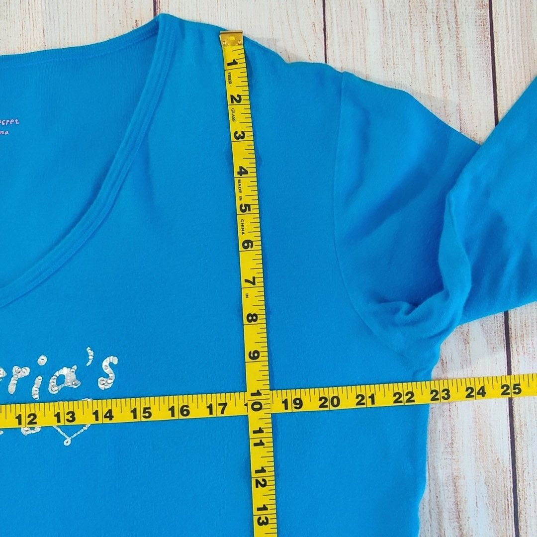 Victoria's Secret embellished blue long sleeve pajama sleepshirt M Size ONE SIZE - 7 Thumbnail