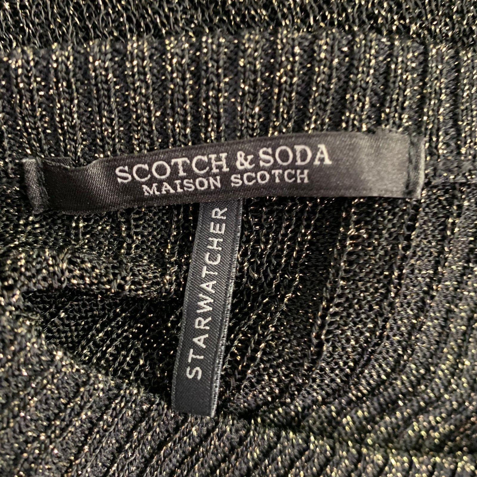 Scotch & Soda Size S Starwatcher Black Gold Knit Ribbed Layered Dress Size S / US 4 / IT 40 - 4 Thumbnail