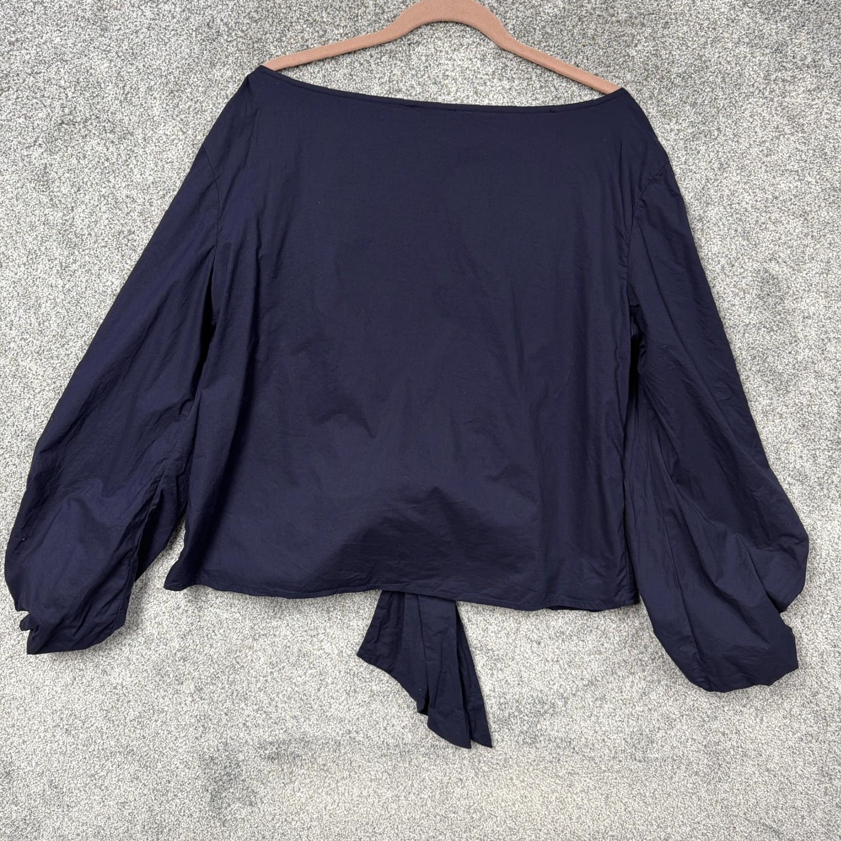 Vintage Meaneor Blouse Blue Boat Neck Bow Front Balloon Sleeve 2XL Womens Casual Party/ Cocktail Bohemian Gothic Size XXL / US 16-18 / IT 52-54 - 7 Thumbnail