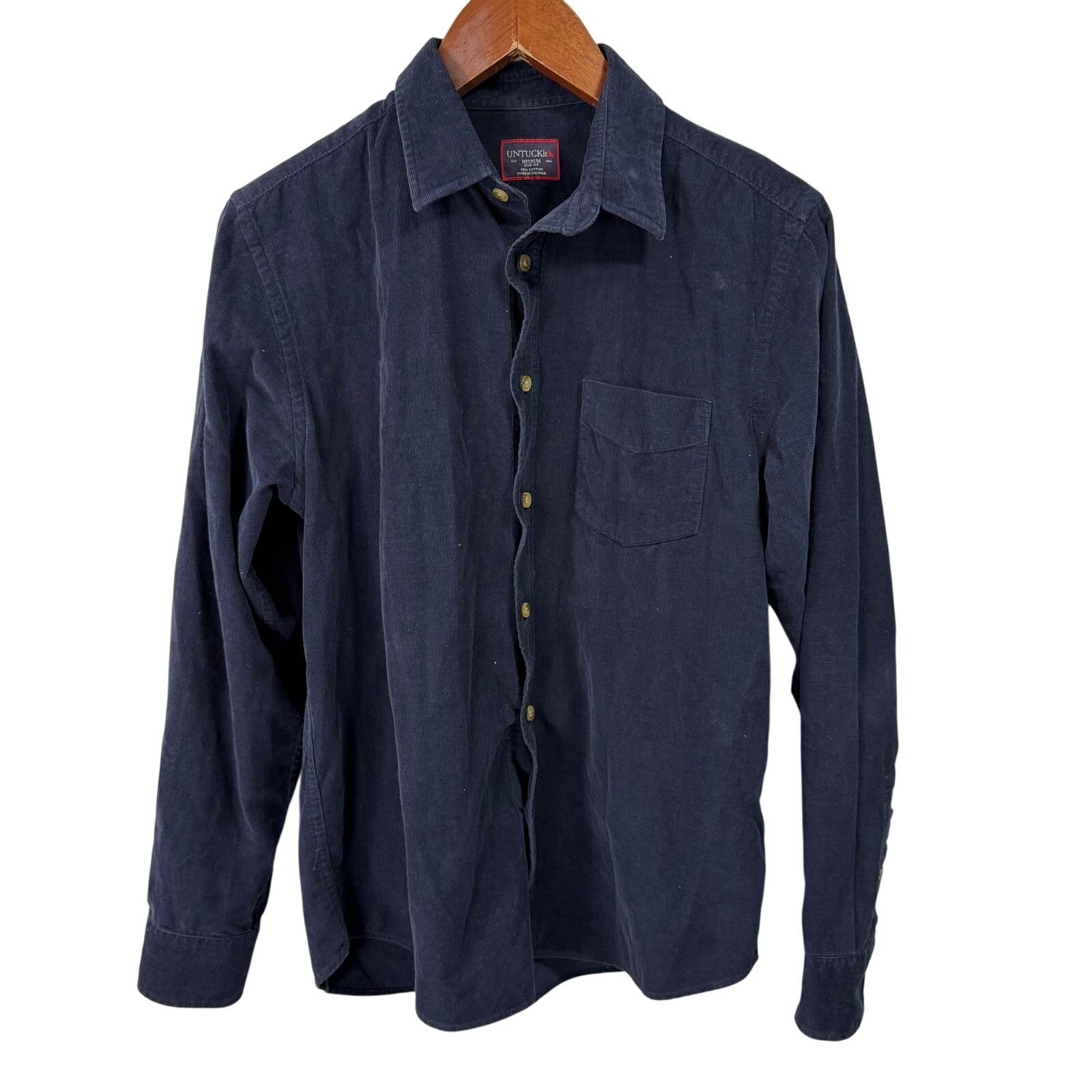 UNTUCKit Untuckit Men’s Corduroy Shirt sz M Slim Fit Blue # G656 Size US M / EU 48-50 / 2 - 5 Thumbnail