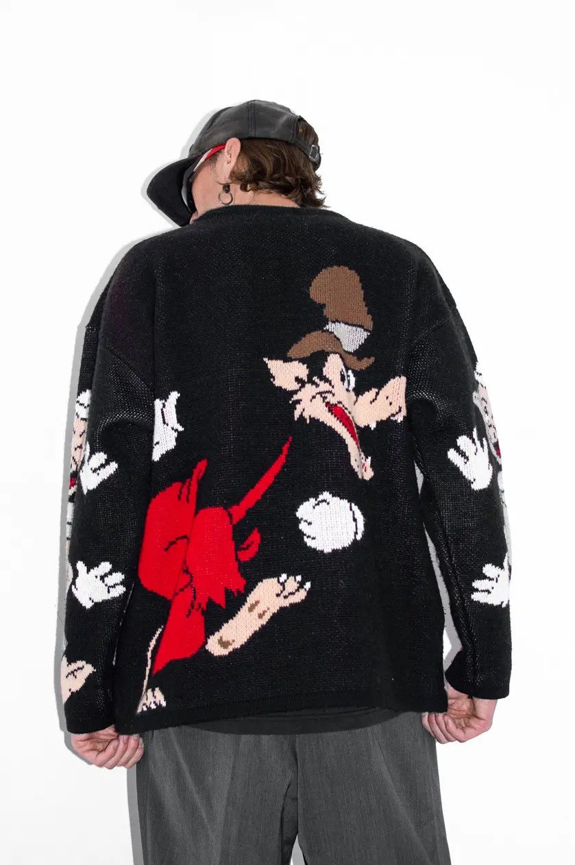 Designer × Disney × Vintage Rare 90s Collectible Disney Big Bad Wolf Chunky Sweater Size US L / EU 52-54 / 3 - 6 Thumbnail