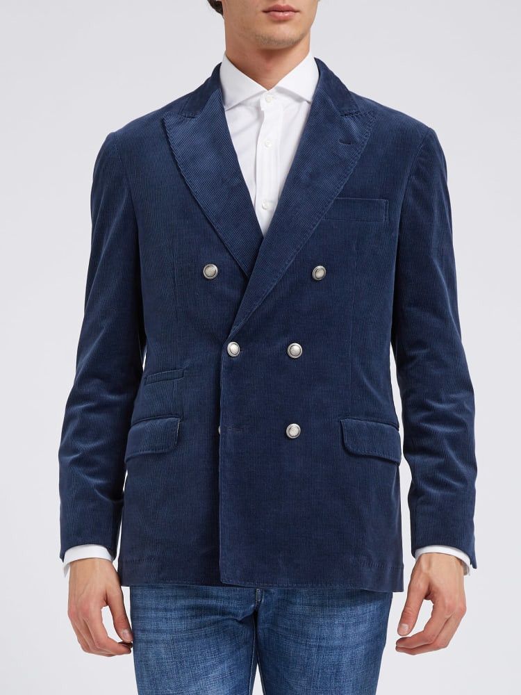 Brunello Cucinelli o1w1db10924 Woven Jacket Wool in Blue Size US XL / EU 56 / 4 - 1 Preview