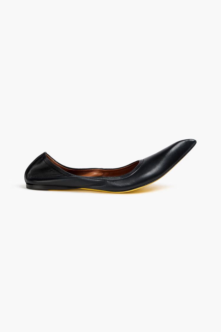 Marni o1y1025 Leather Ballet Flats in Black Size US 7 / IT 37 - 1 Thumbnail