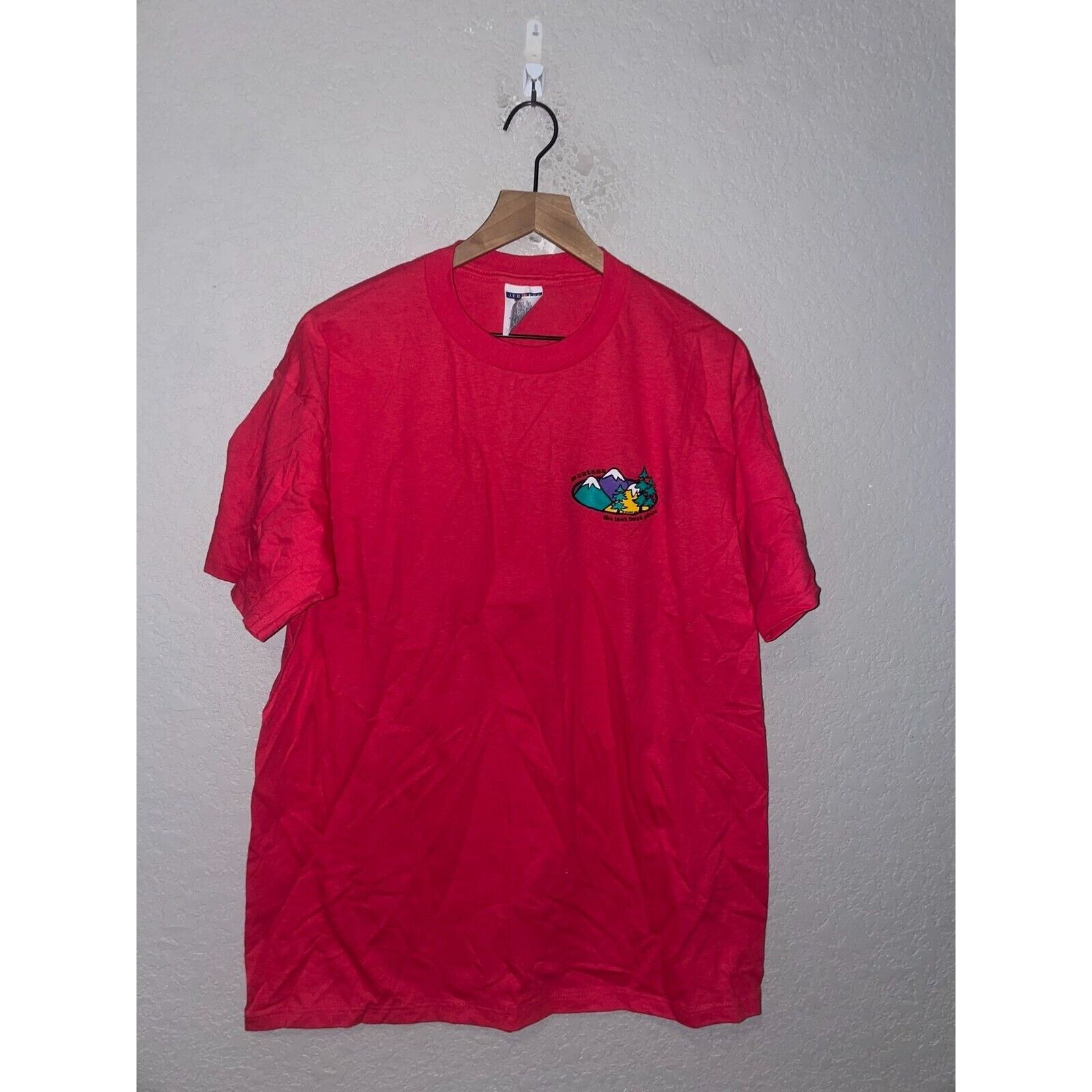 Jerzees Vintage Montana Shirt Last Best Place Red Tee VTG 90s L Size US L / EU 52-54 / 3 - 1 Thumbnail