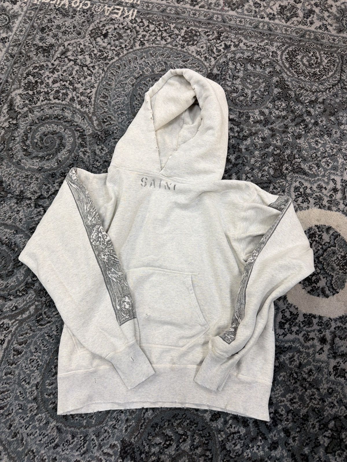 DENIM TEARS × Saint Michael Saint Michael x Denim Tears mosaic Hooded Sweatshirt cream Size US S / EU 44-46 / 1 - 1 Thumbnail