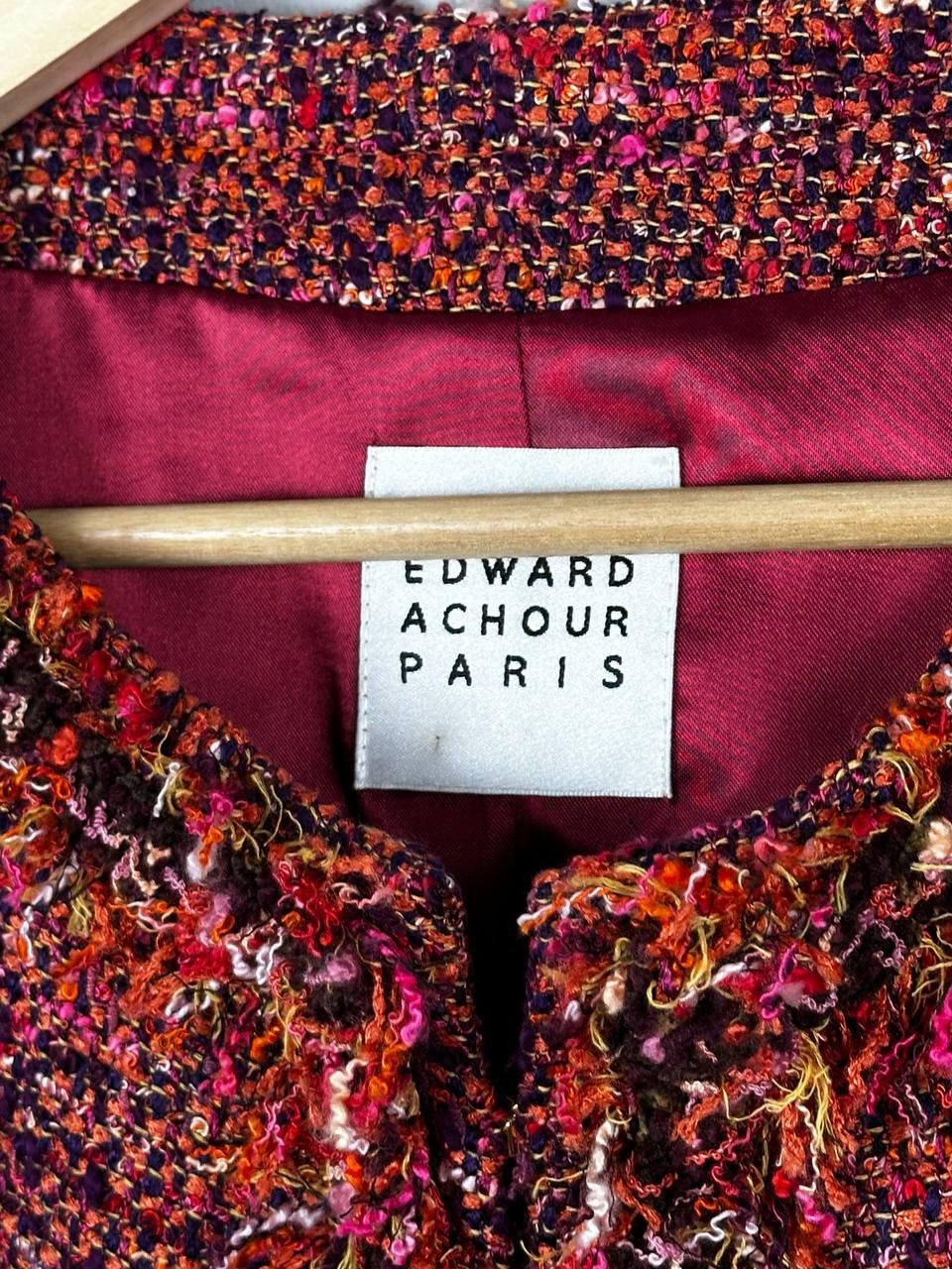 Vintage Edward Achour Paris Womens Boucle Tweed Open Front Blazer Size M / US 6-8 / IT 42-44 - 5 Thumbnail