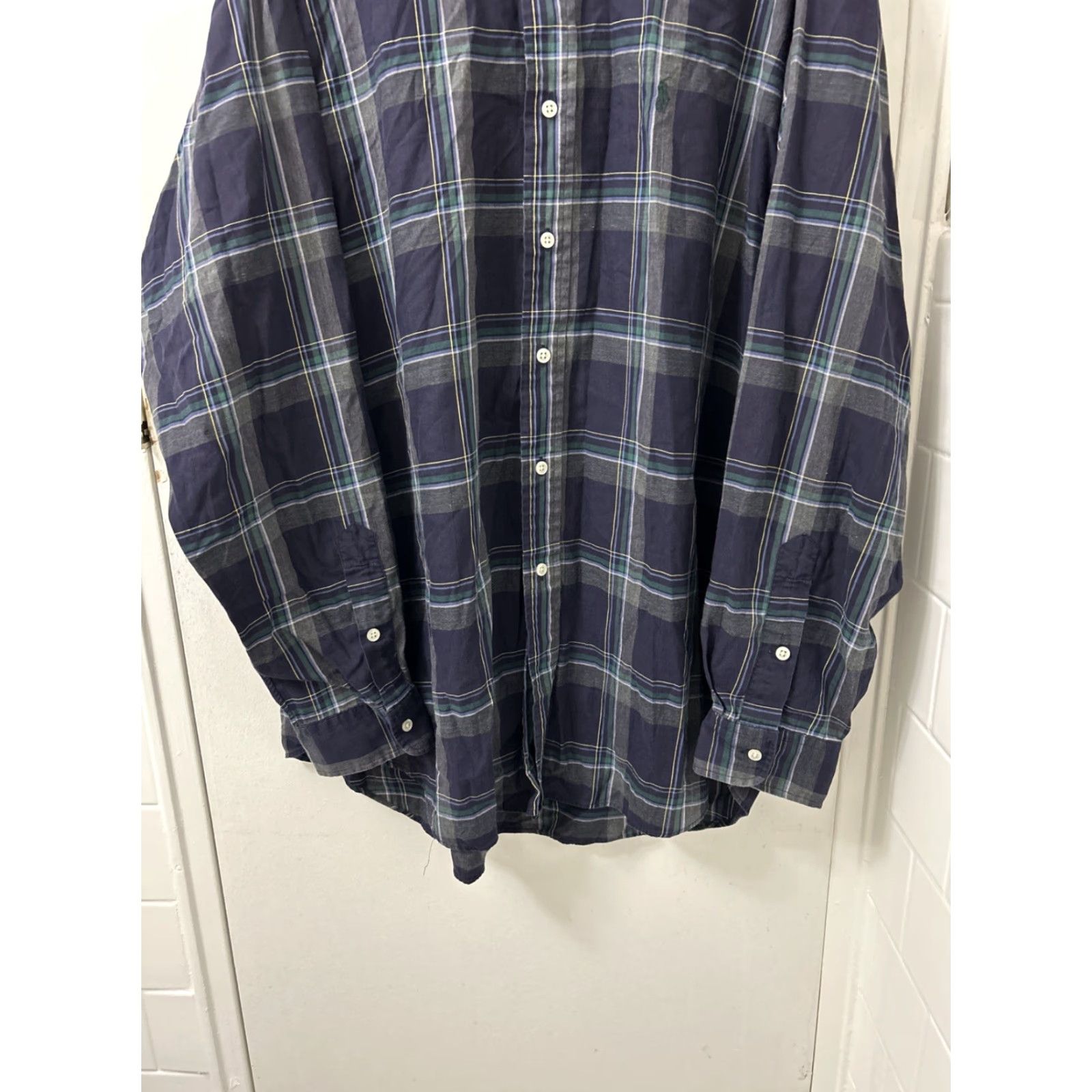 Ralph Lauren VINTAGE Ralph Lauren Blake Shirt Mens XL Navy Blue Plaid Cotton Button-Down L/S Size US XL / EU 56 / 4 - 3 Thumbnail