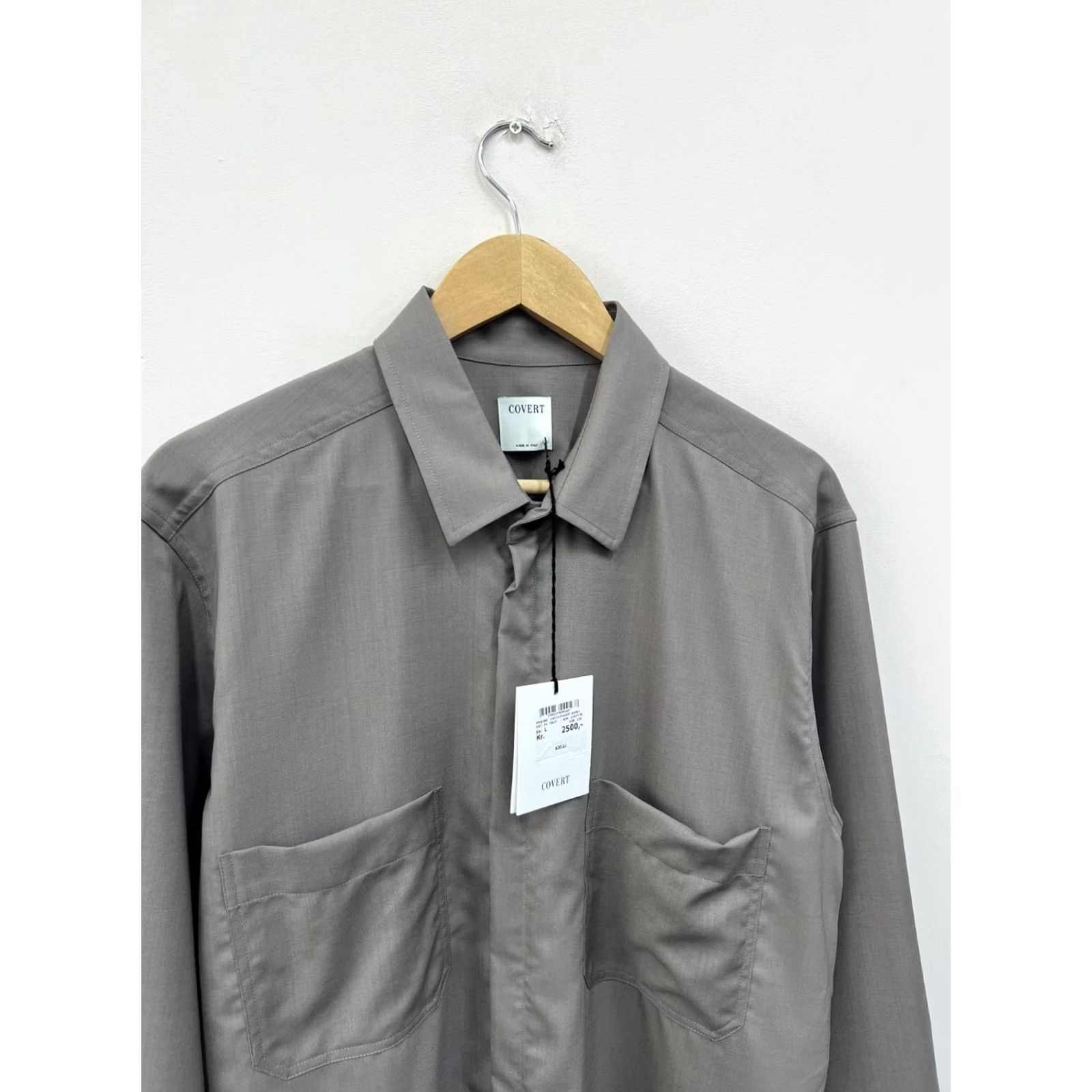 Vintage Covert Italy Patch Pocket Shirt Wool Long Sleeve Mens Size L Gray Size US L / EU 52-54 / 3 - 2 Thumbnail