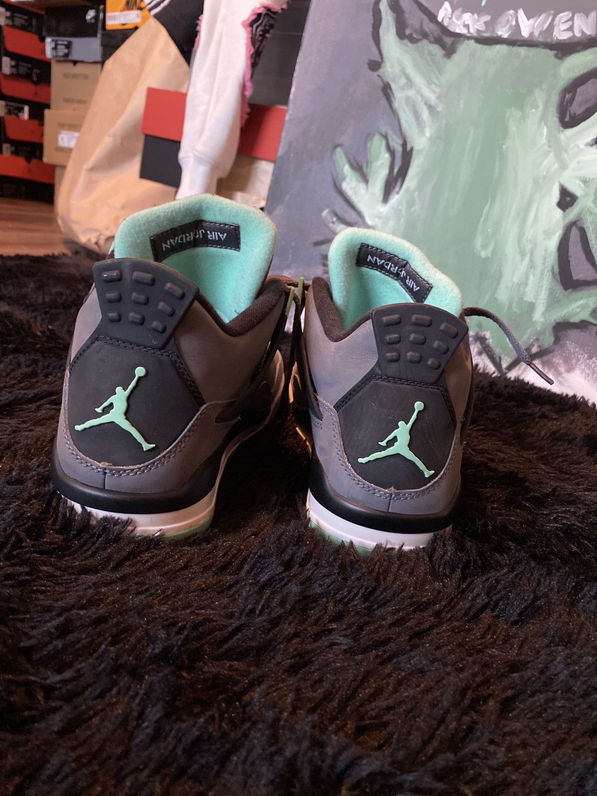 Jordan Brand Air Jordan 4 retro Green Glow Grey Size US 8.5 / EU 41-42 - 5 Thumbnail
