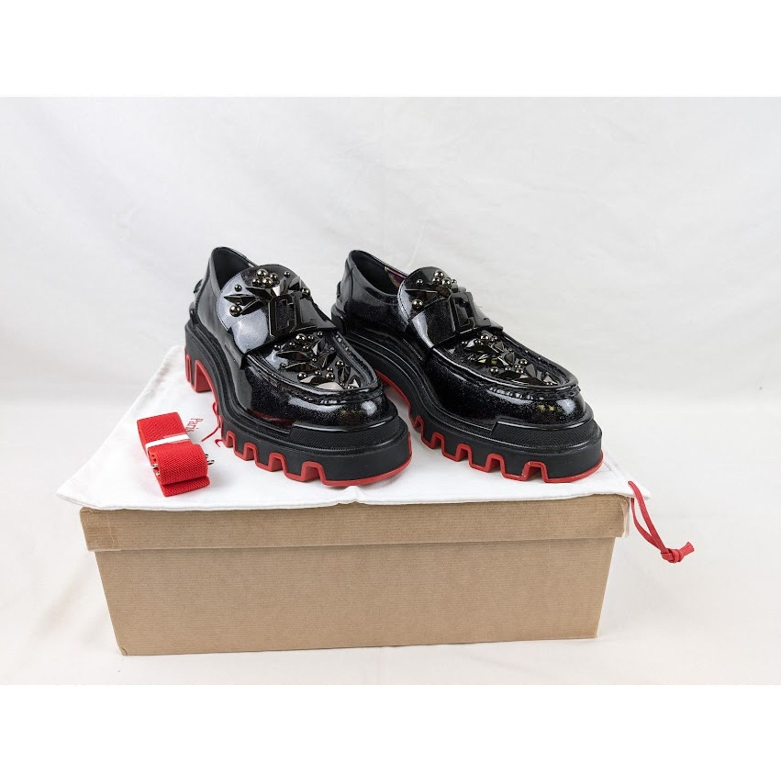 Christian Louboutin o1rshd1 The Amazing Loubi Flat Shoes in Black/BK Gun/ Size US 9 / EU 42 - 15 Thumbnail