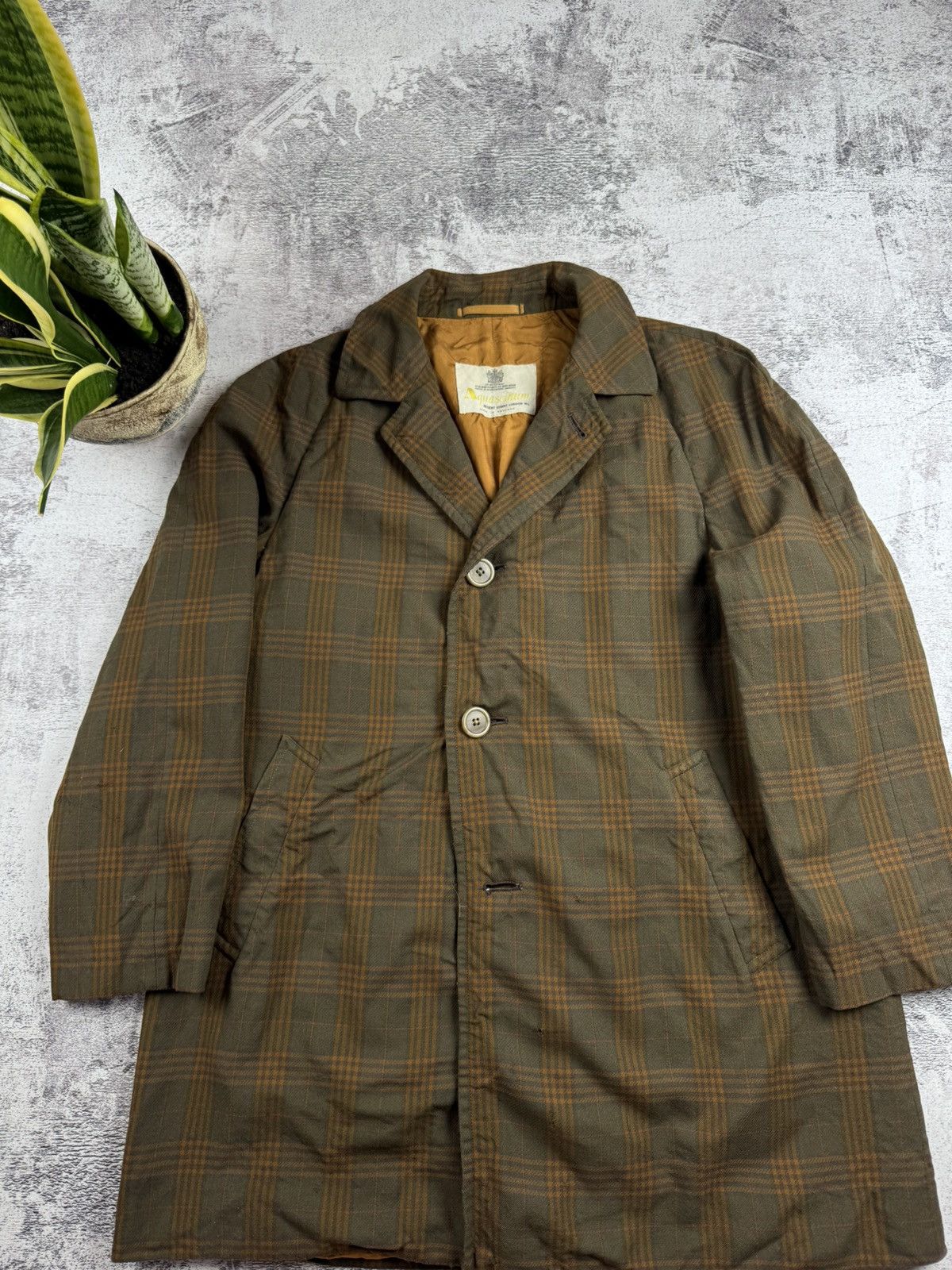 Aquascutum Aquascutum 90s Vintage Plaid Tweed Brown England Wool Button Trench Trench Coat Size L / US 10 / IT 46 - 4 Thumbnail