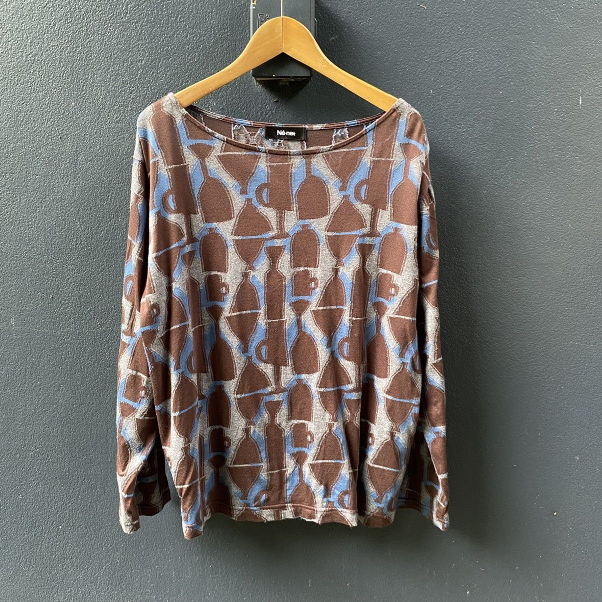 Ne-Net Né-net Brown Geometric Print Long Sleeve Top Size XS / US 0-2 / IT 36-38 - 14 Thumbnail