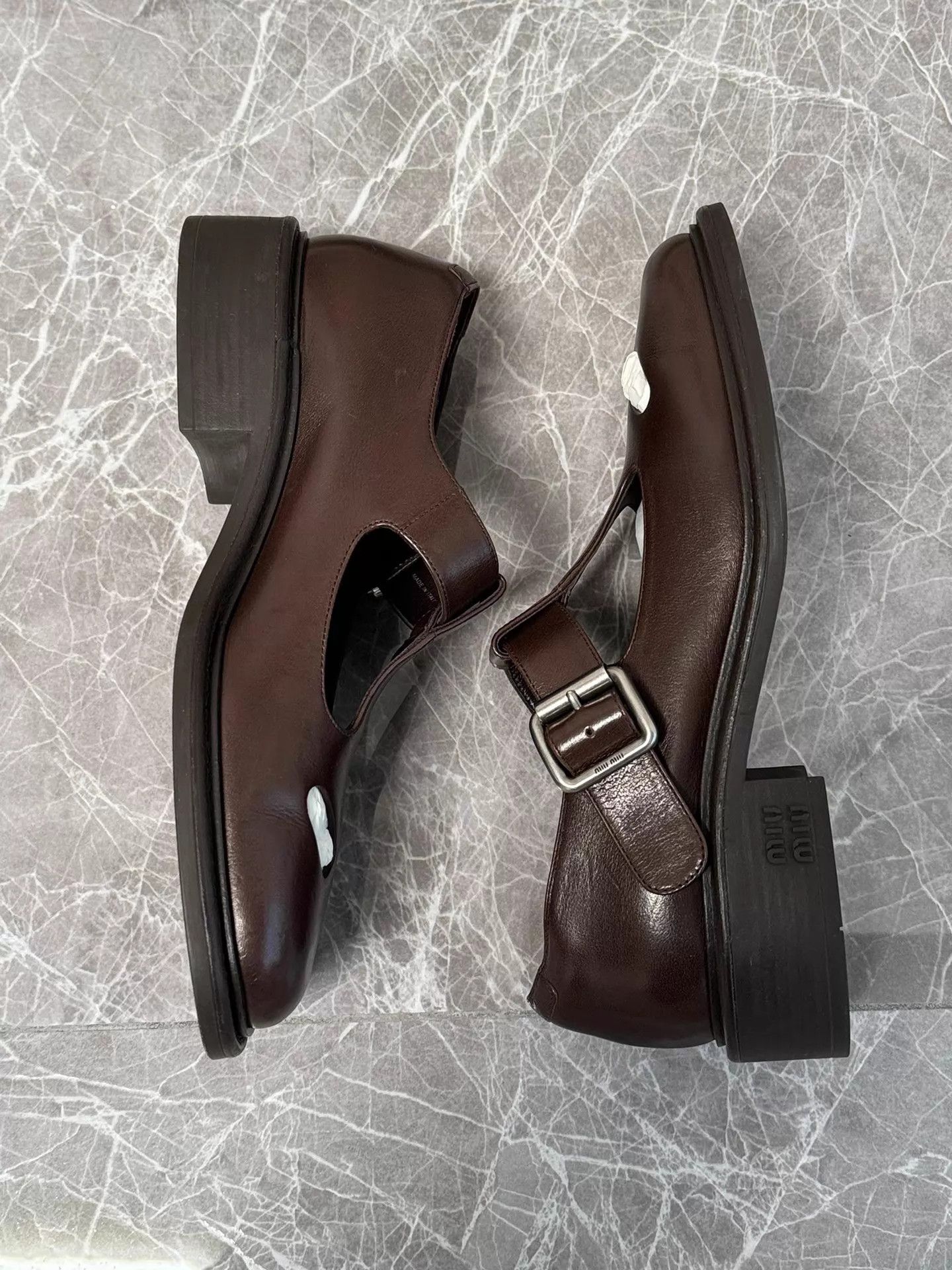 Miu Miu MIU MIU Deep Brown T-bar Mary Jane Buckle Pumps Size US 7 / IT 37 - 6 Thumbnail