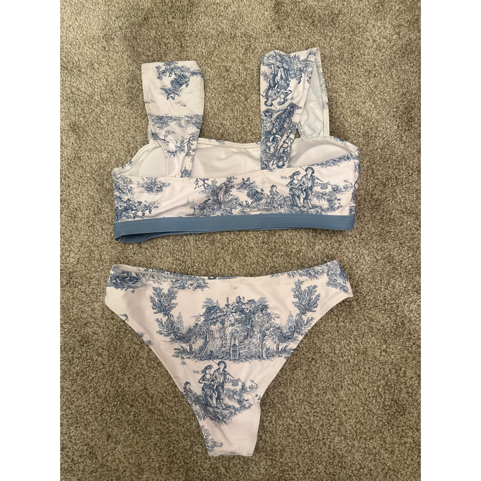 Cider NWOT CIDER Toile de Jouy Bikini in Sky Blue, sz S Size ONE SIZE - 9 Thumbnail