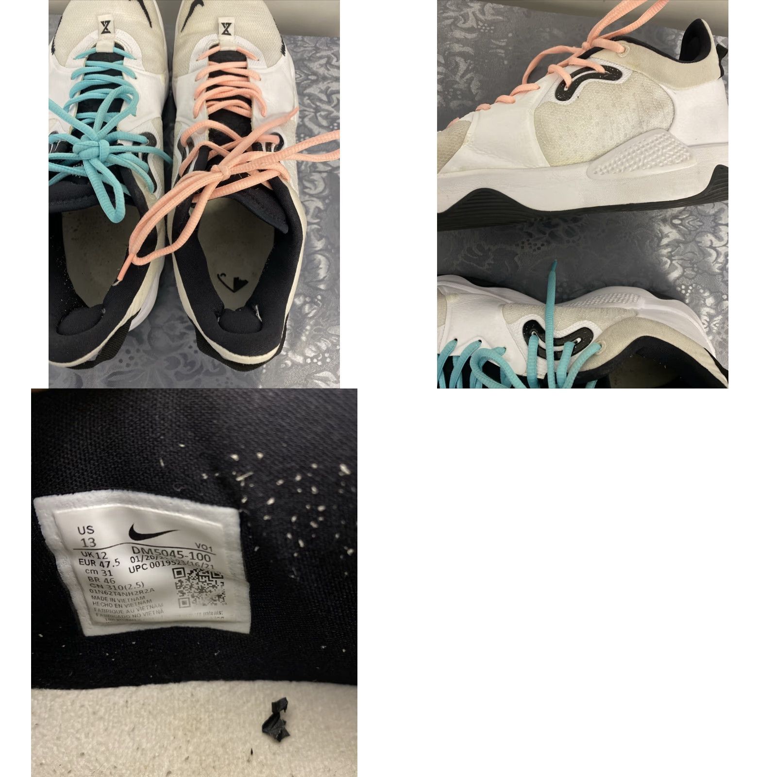 Nike Nike PG 5 Sneakers Men 13 White Nike PG 5 Sneaker Mens 13 White Size US 12 / EU 45 - 8 Thumbnail