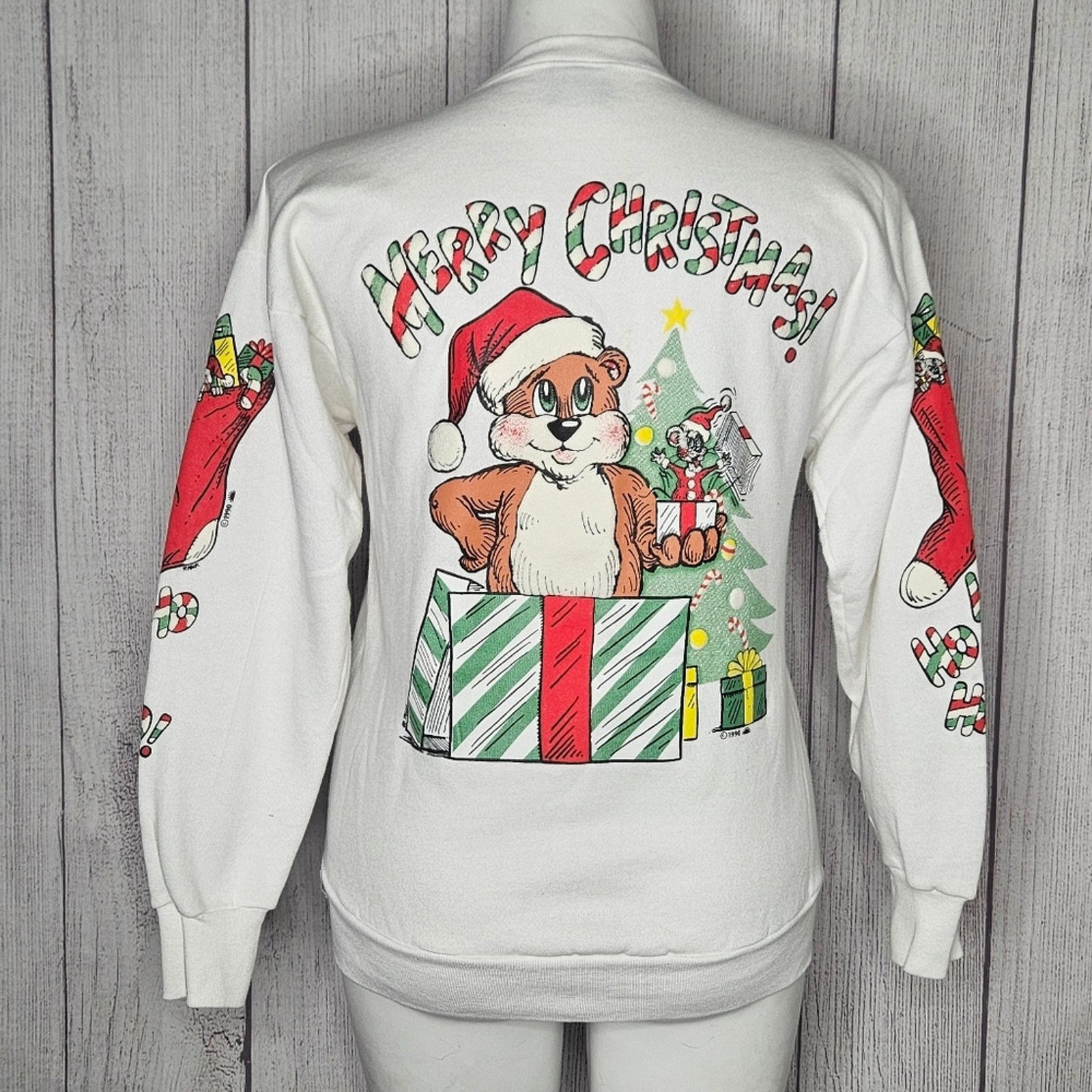 Vintage VTG 1990 Double Sided Crewneck Christmas HO HO HO Sweater, L Size US L / EU 52-54 / 3 - 6 Thumbnail