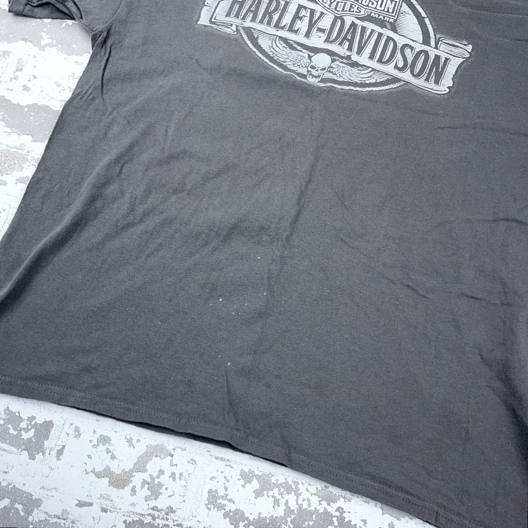 Harley Davidson Harley-Davidson Shirt Men XL Gray Tee Biker Retro Skull USA Flag Adult N89 Size US XL / EU 56 / 4 - 6 Thumbnail