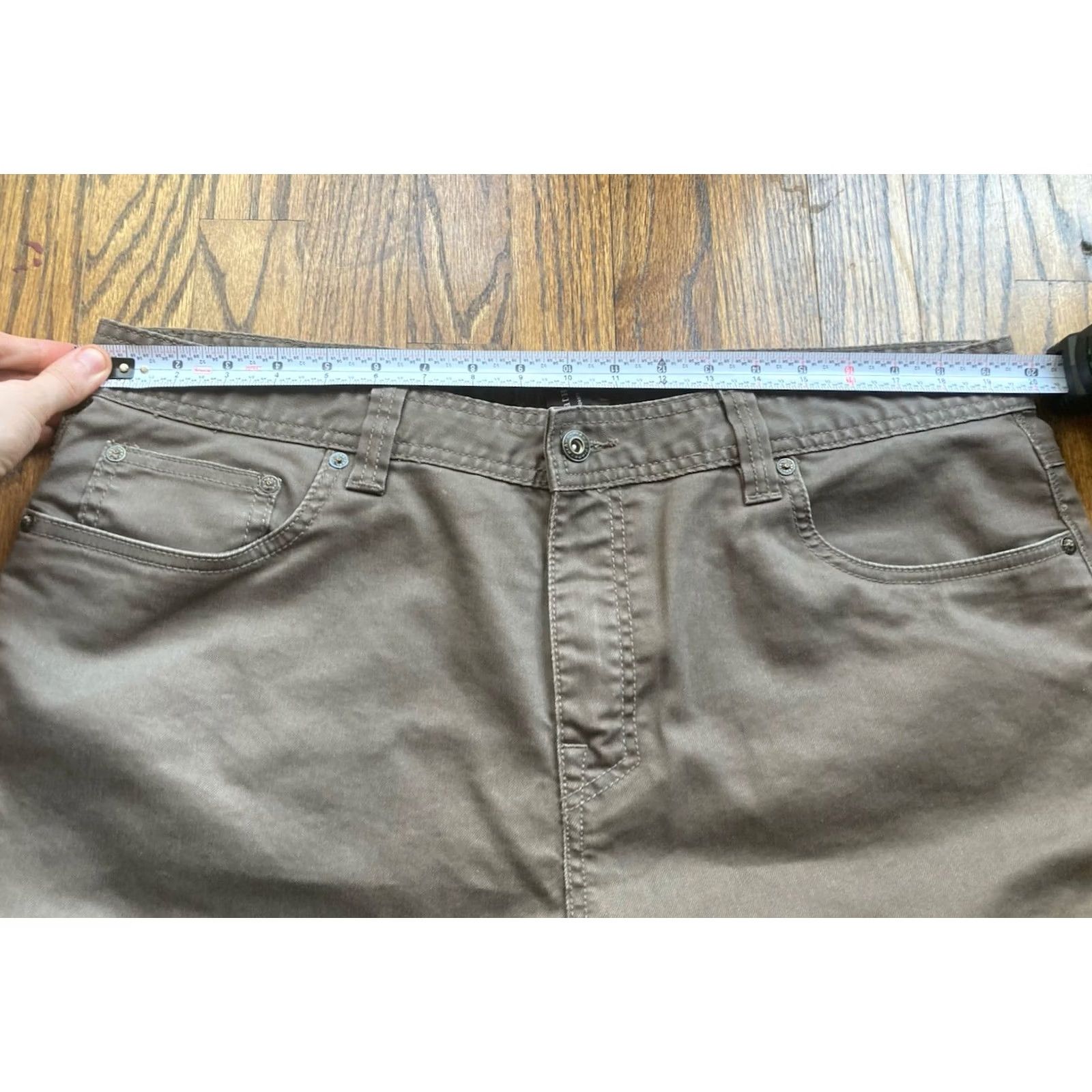 Prana prAna Slim Jeans Mens Size 38x30 Brown Canvas 5-Pocket Design Straight Size US 38 / EU 54 - 5 Thumbnail