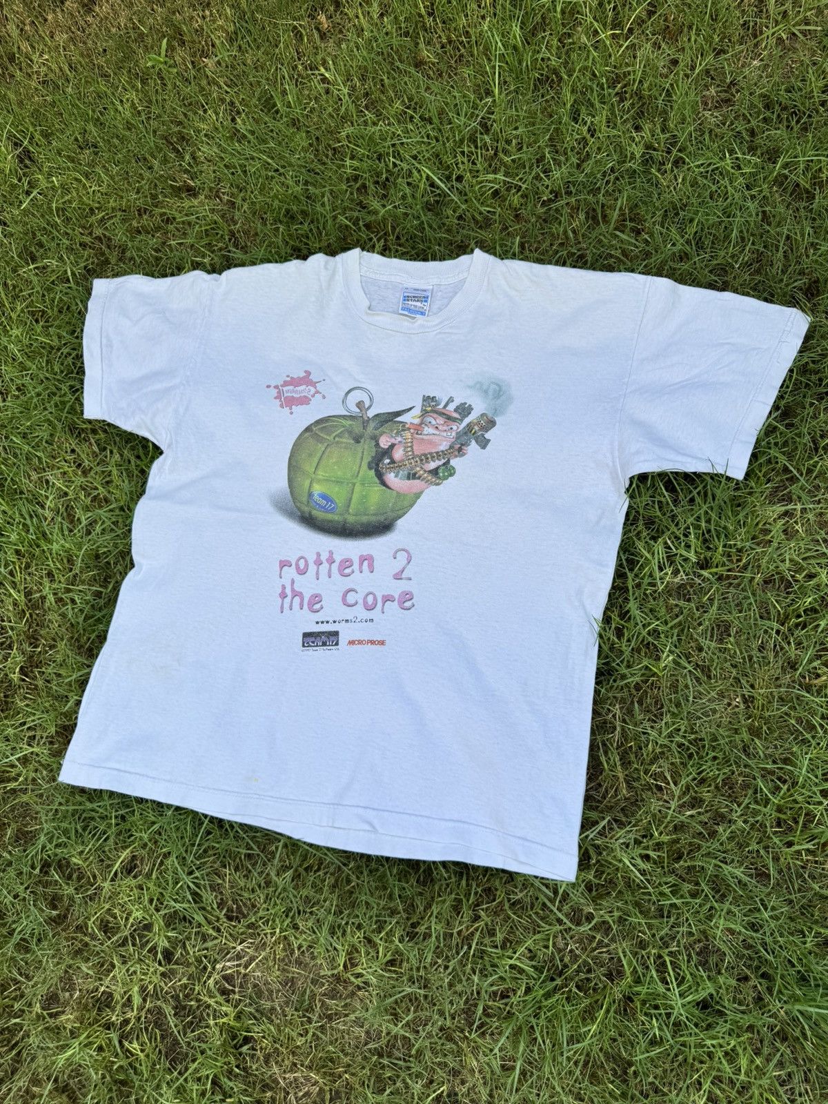 Vintage Vintage 1997s Worms Rotten 2 Micro Prose Game T-Shirt Size US XL / EU 56 / 4 - 2 Thumbnail