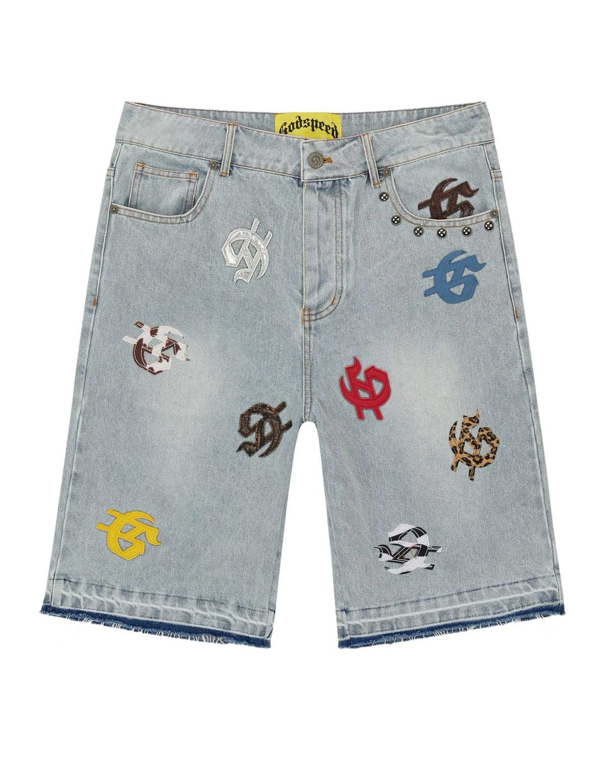 Godspeed Infinity Denim Shorts Multi Color Blue Size US 40 / EU 56 - 1 Thumbnail