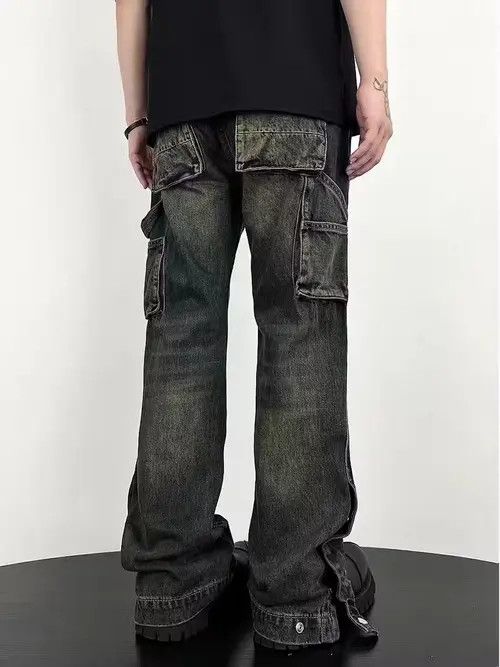 VIBE Nostalgic washed workwear-breasted micro-flare jeans Size US 33 - 1 Thumbnail