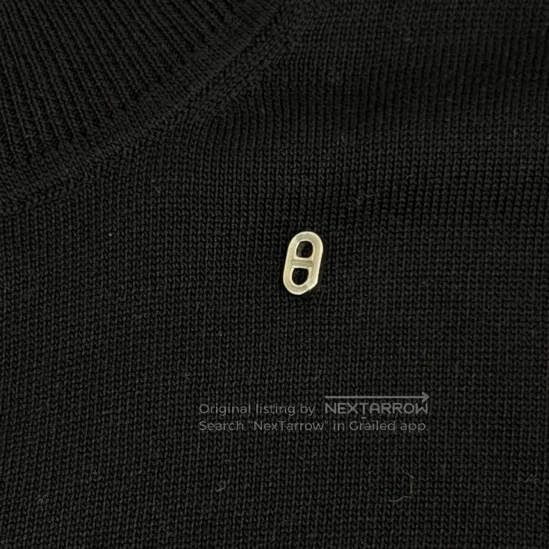 Hermes Hermes Black Full Metal Pig Nose Logo Mulberry Silk Cardig Size S / US 4 / IT 40 - 7 Thumbnail