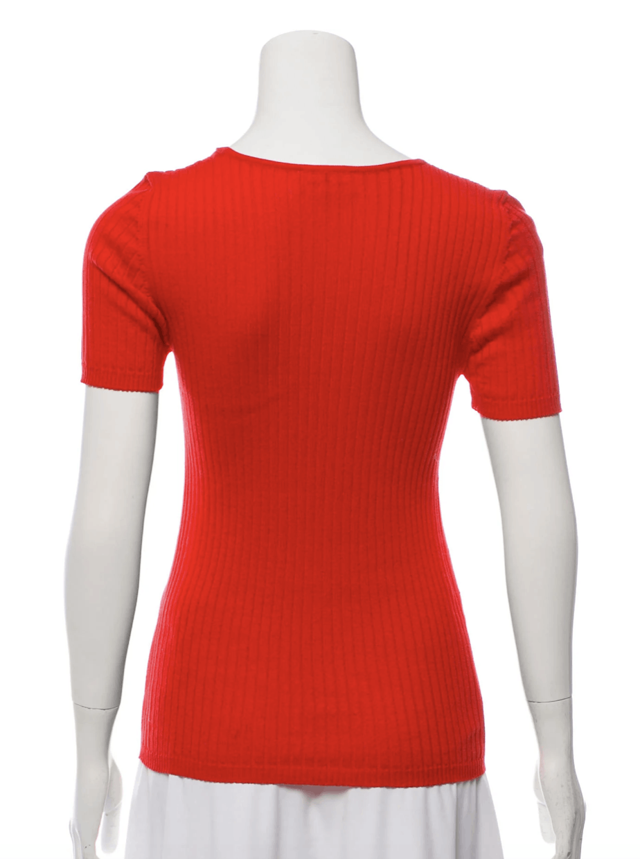 Courreges Courreges Ribbed Red Scoop Neck Sweater Size S / US 4 / IT 40 - 3 Thumbnail