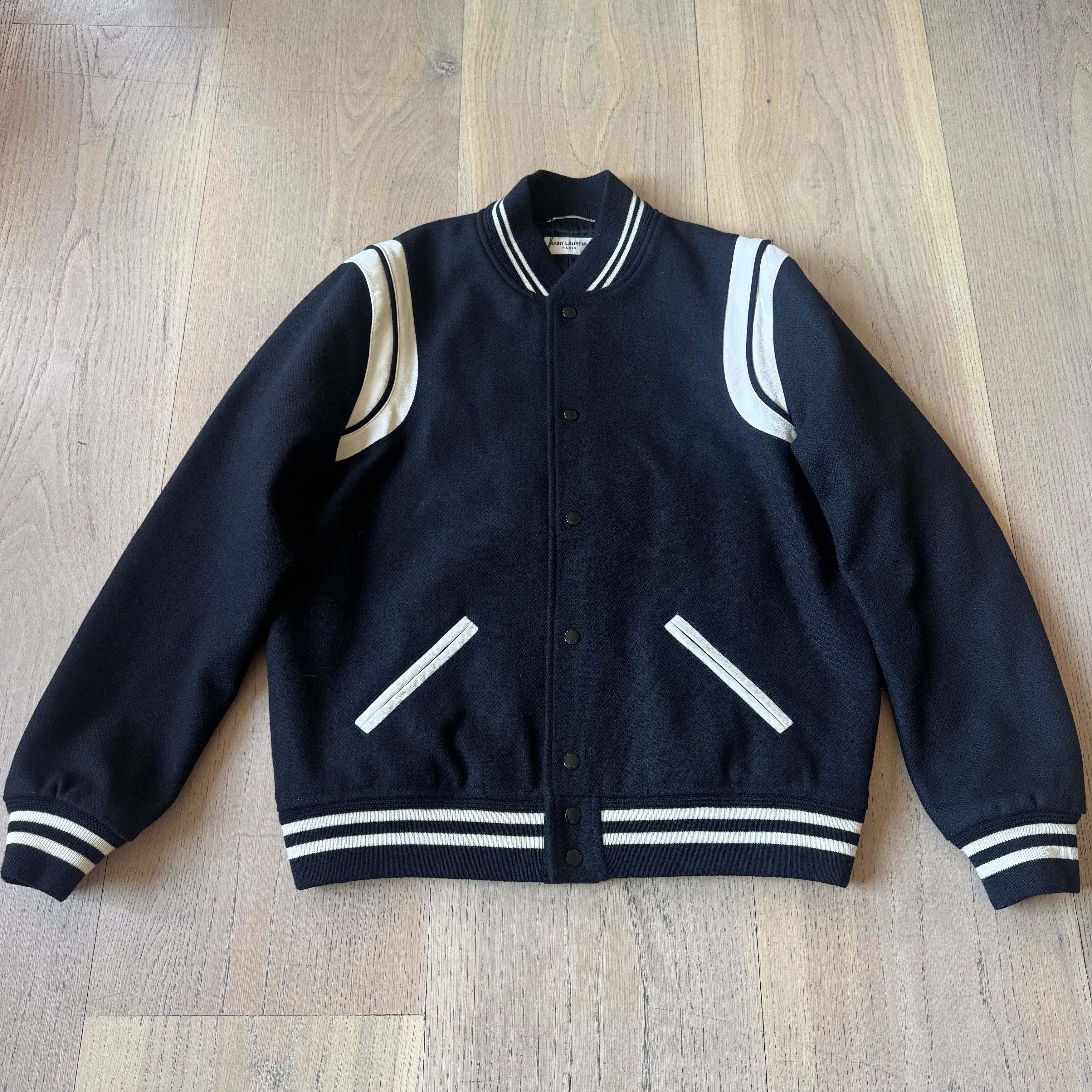 Saint Laurent Paris Saint Laurent Paris - Teddy Bomber Jacket - Black / White Size US XL / EU 56 / 4 - 1 Thumbnail