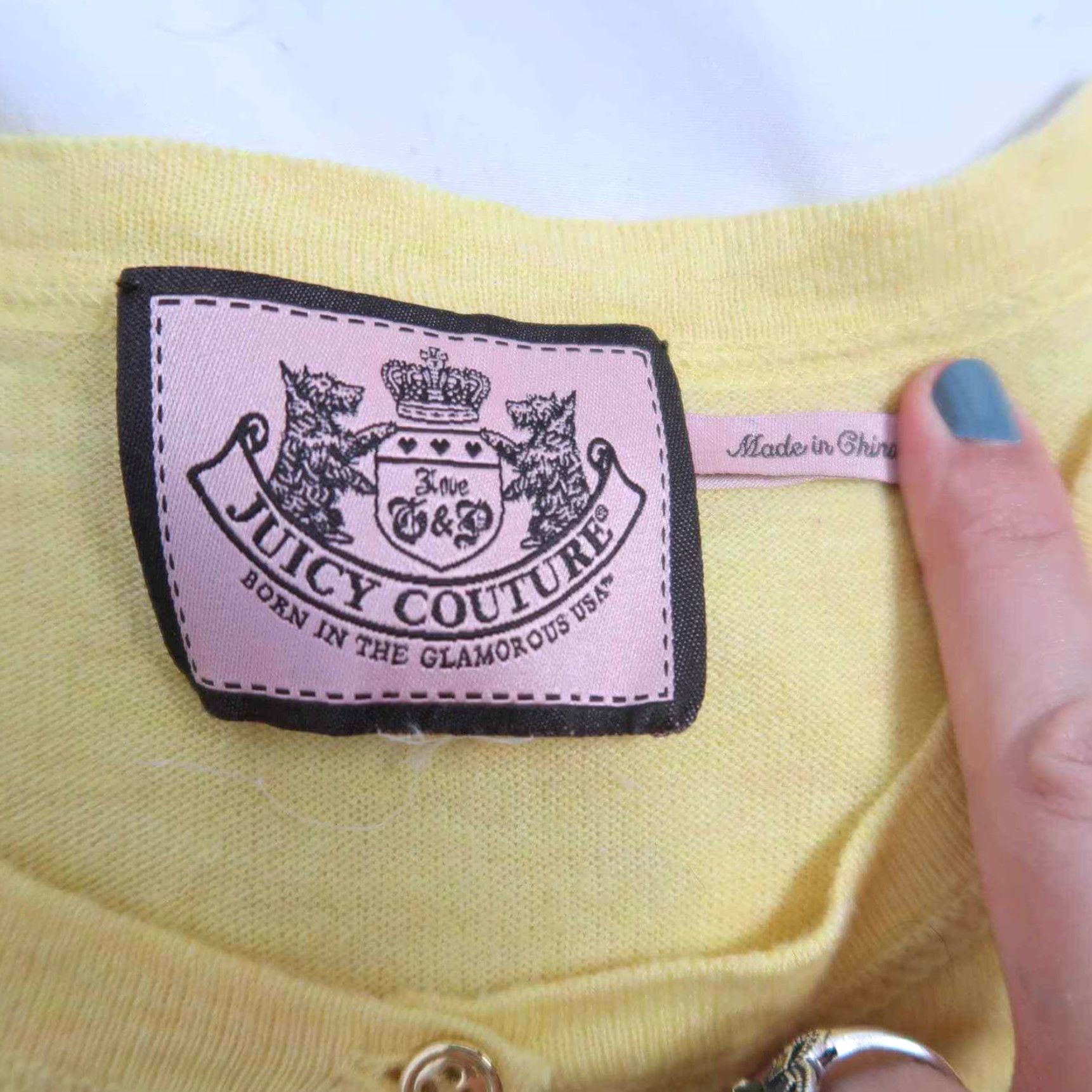 Juicy Couture Juicy Couture Cardigan Women Small Yellow Button Front Cotton Sweater Size S / US 4 / IT 40 - 3 Thumbnail