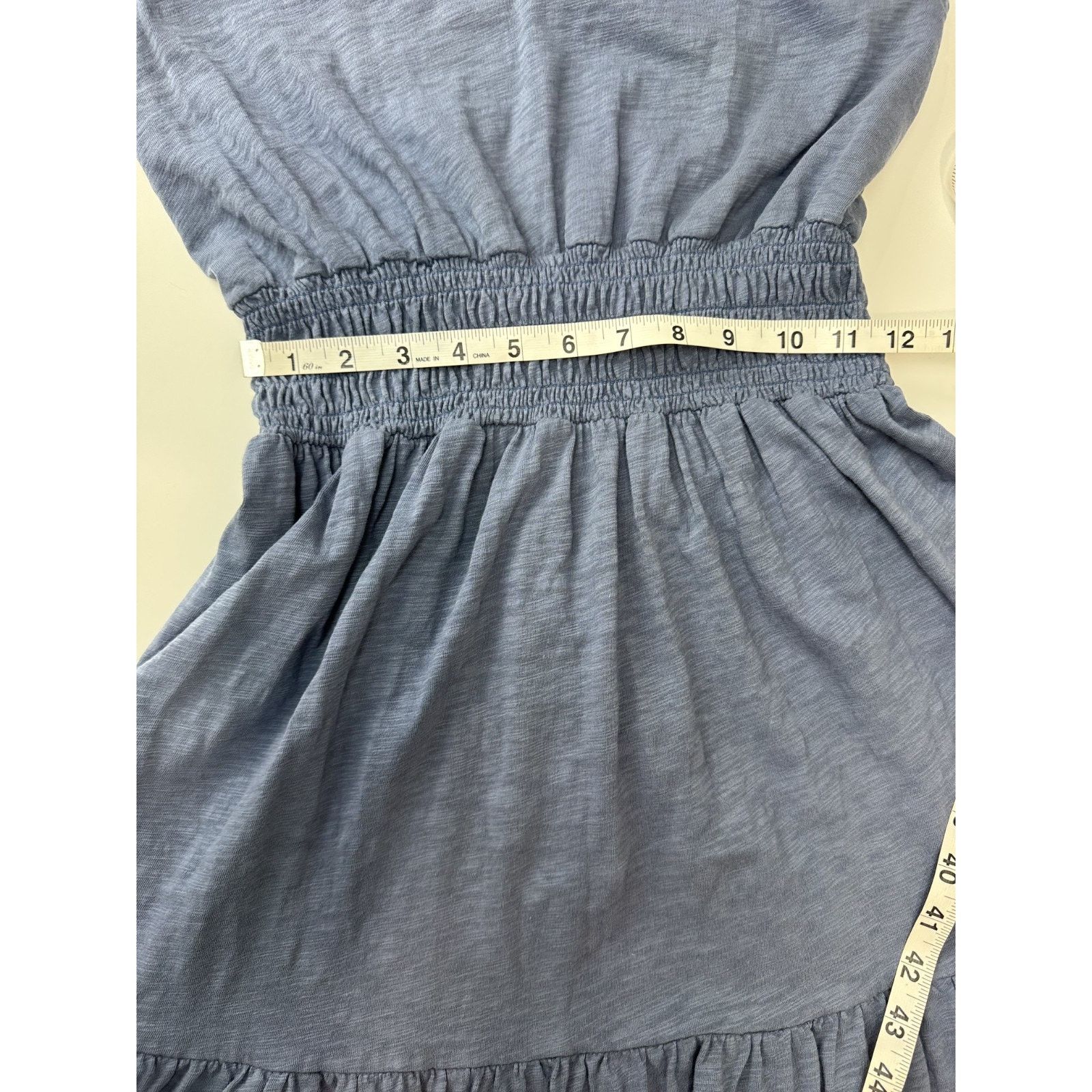 dylan Dylan Blue Cotton Smocked Waist Dress XS V Neck Tiered Boho Size XS / US 0-2 / IT 36-38 - 6 Thumbnail