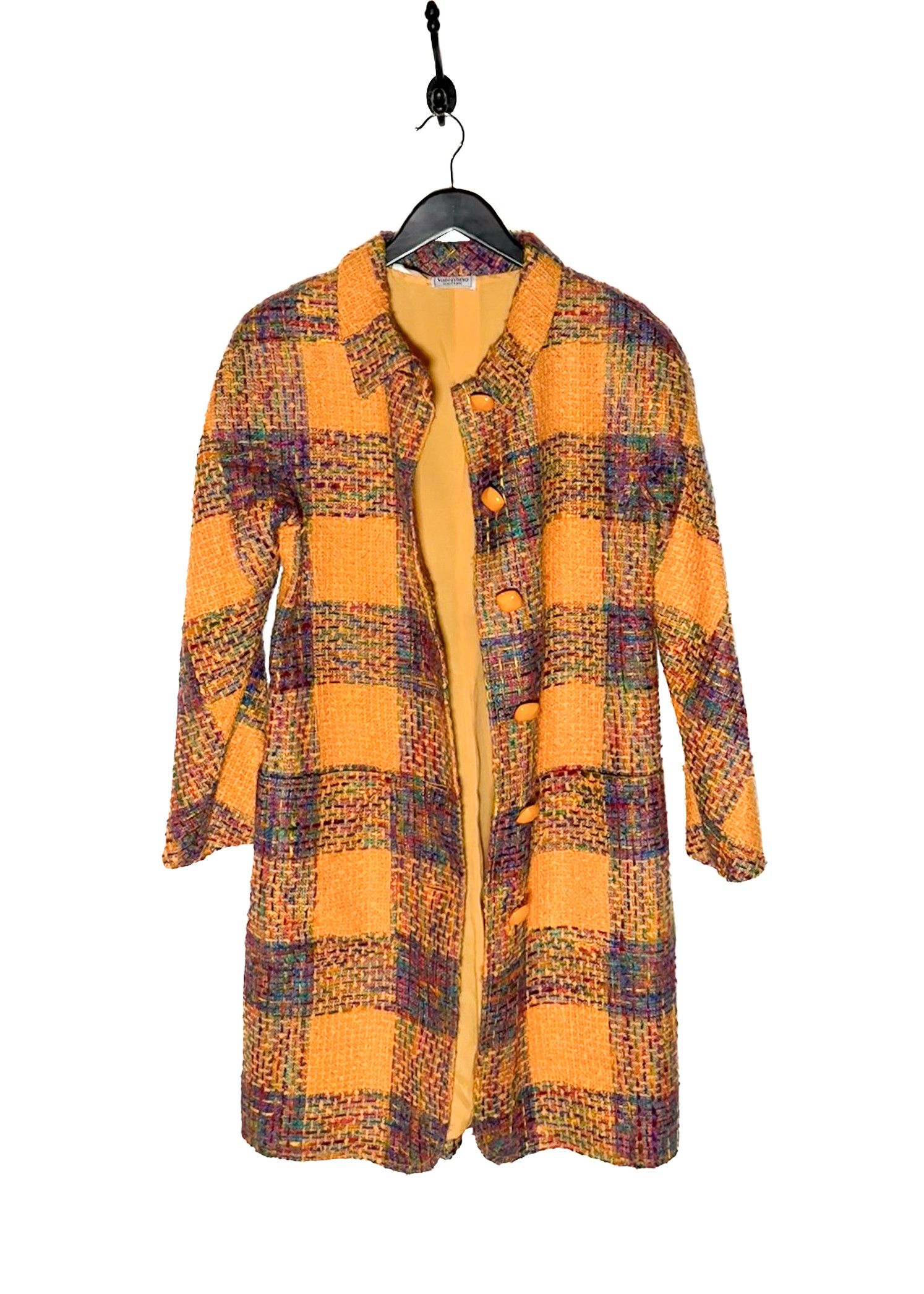 Valentino Valentino Boutique Vintage Orange Checkered Tweed Coat Size M / US 6-8 / IT 42-44 - 6 Thumbnail