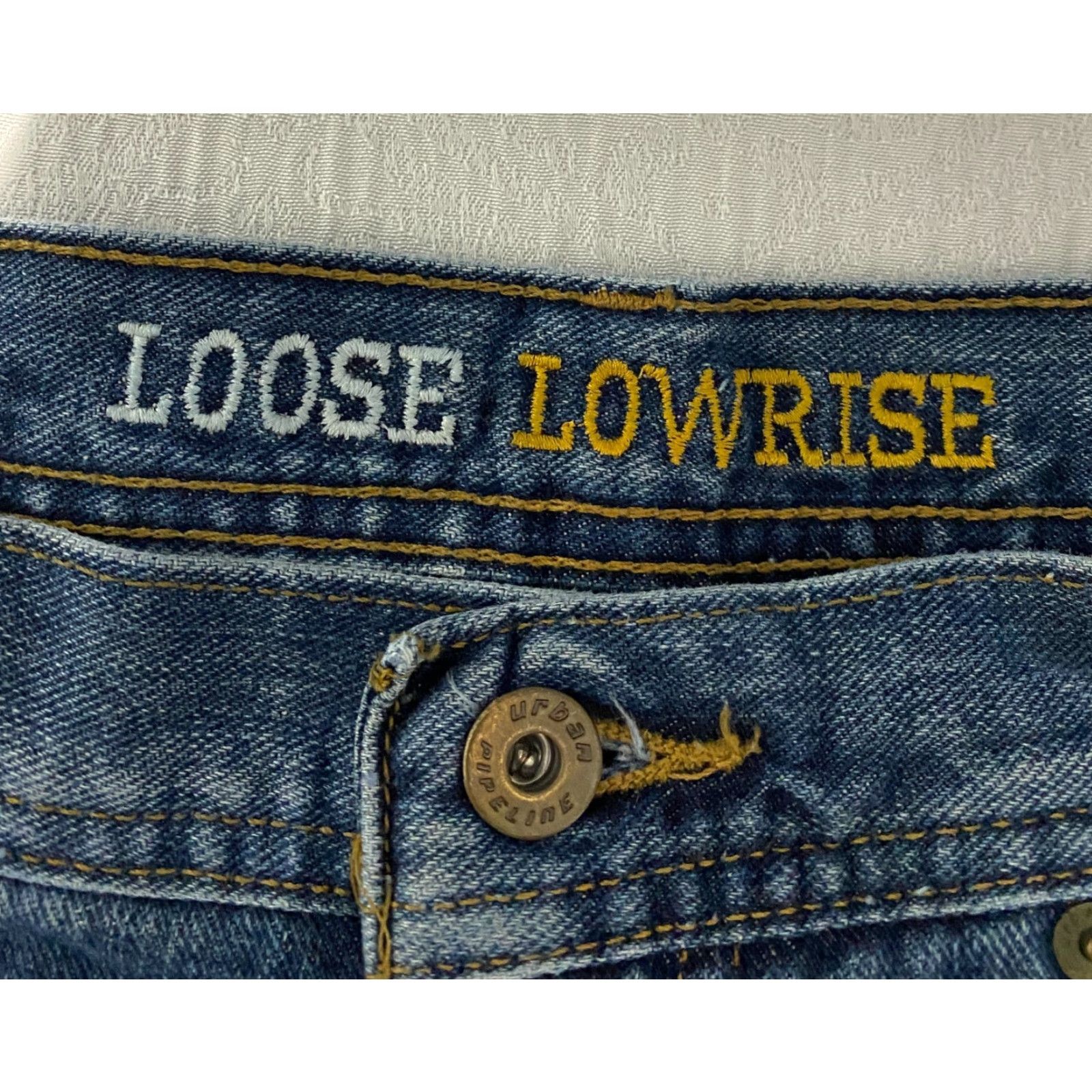 Vintage Urban Pipeline Jeans Size 34×32 Blue Denim Men Straight Relaxed 5-Pocket Button Zip Mid Rise Regular Inseam 32 Fall Winter Spring Summer Preppy Size US 34 / EU 50 - 3 Thumbnail