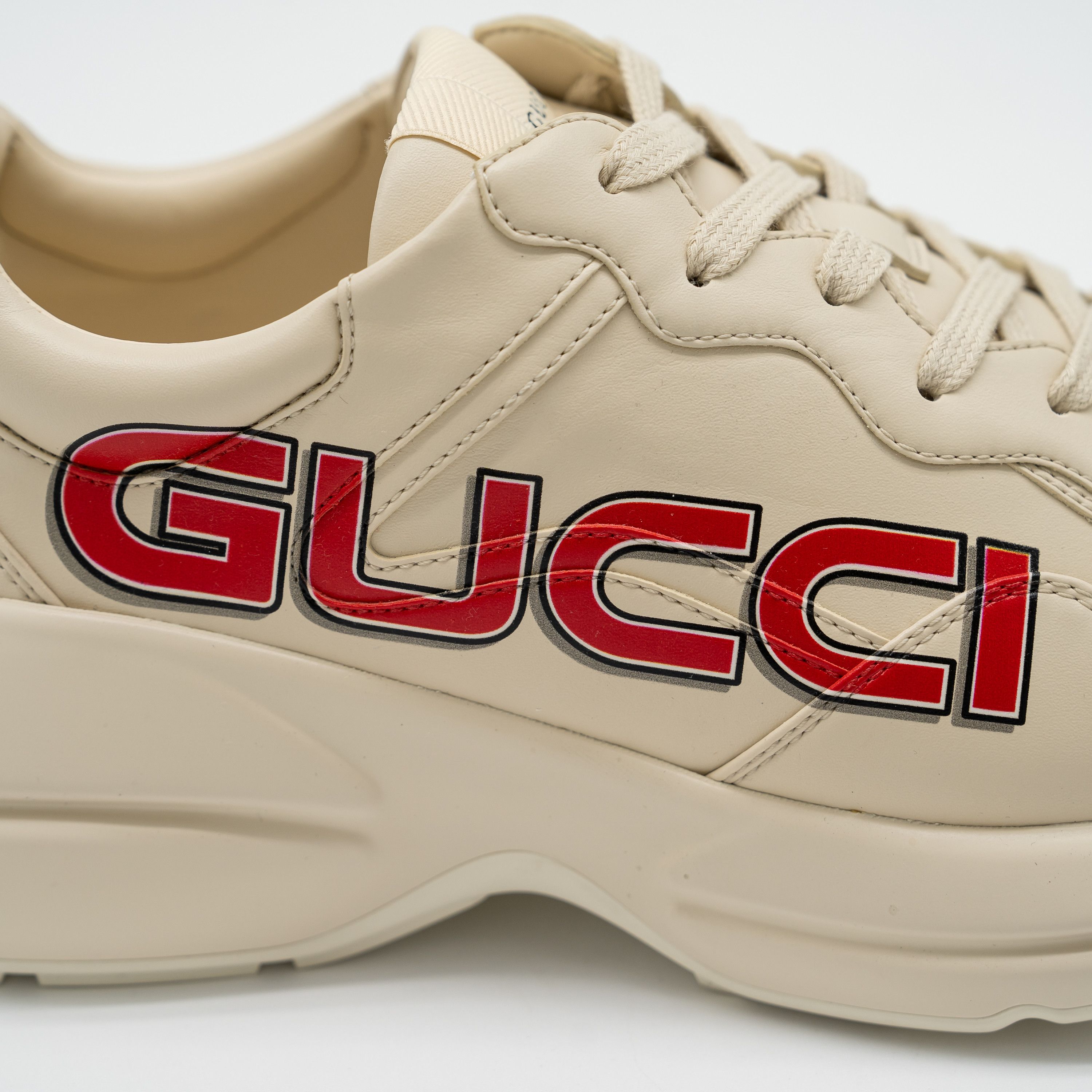Gucci Gucci Rhyton Leather Sneaker Ivory Demetra Logo Print Red Size US 8 / EU 41 - 10 Thumbnail