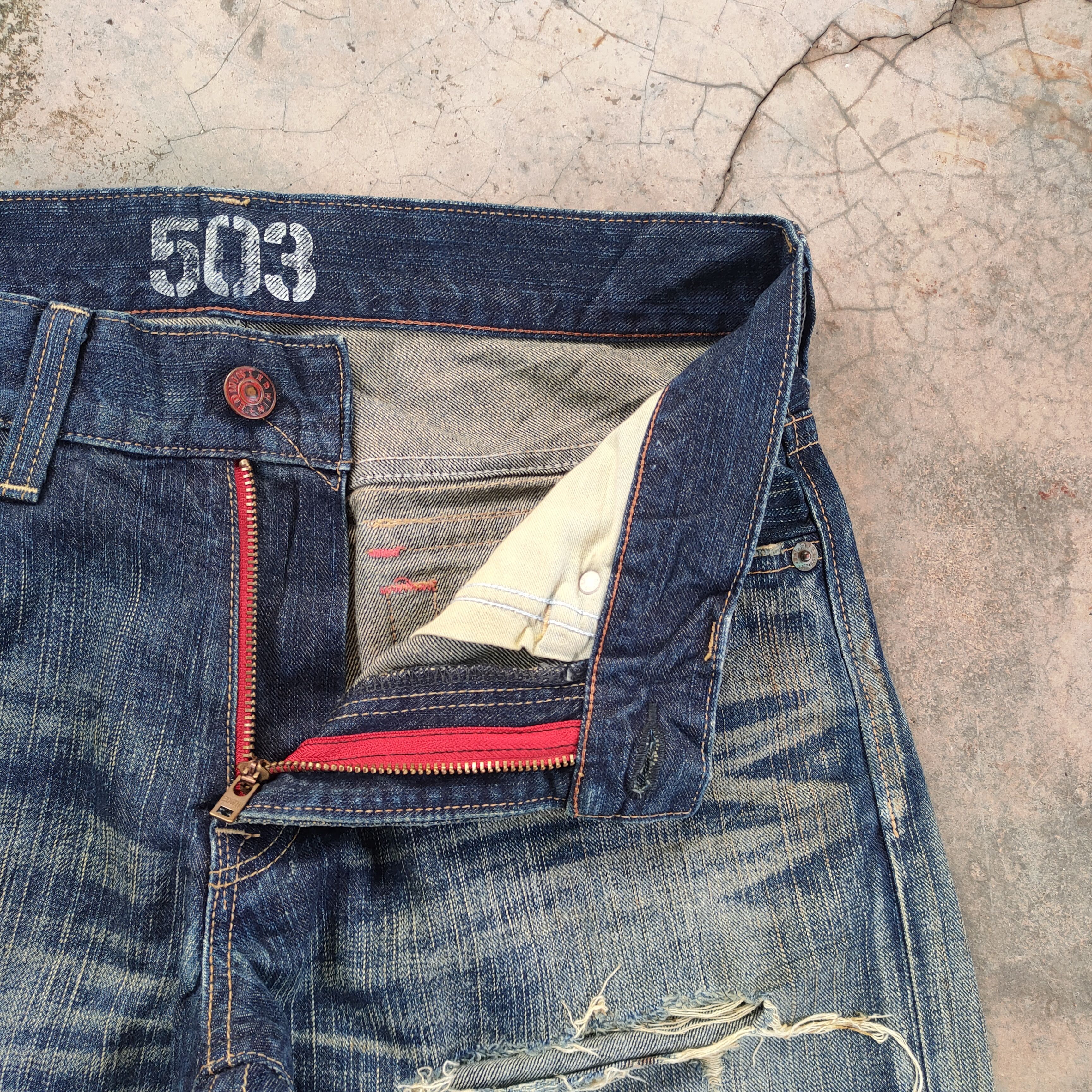 Edwin VINTAGE EDWIN BLUE TRIP FADED RIPPED JEANS DENIM PANTS Size US 34 / EU 50 - 8 Thumbnail