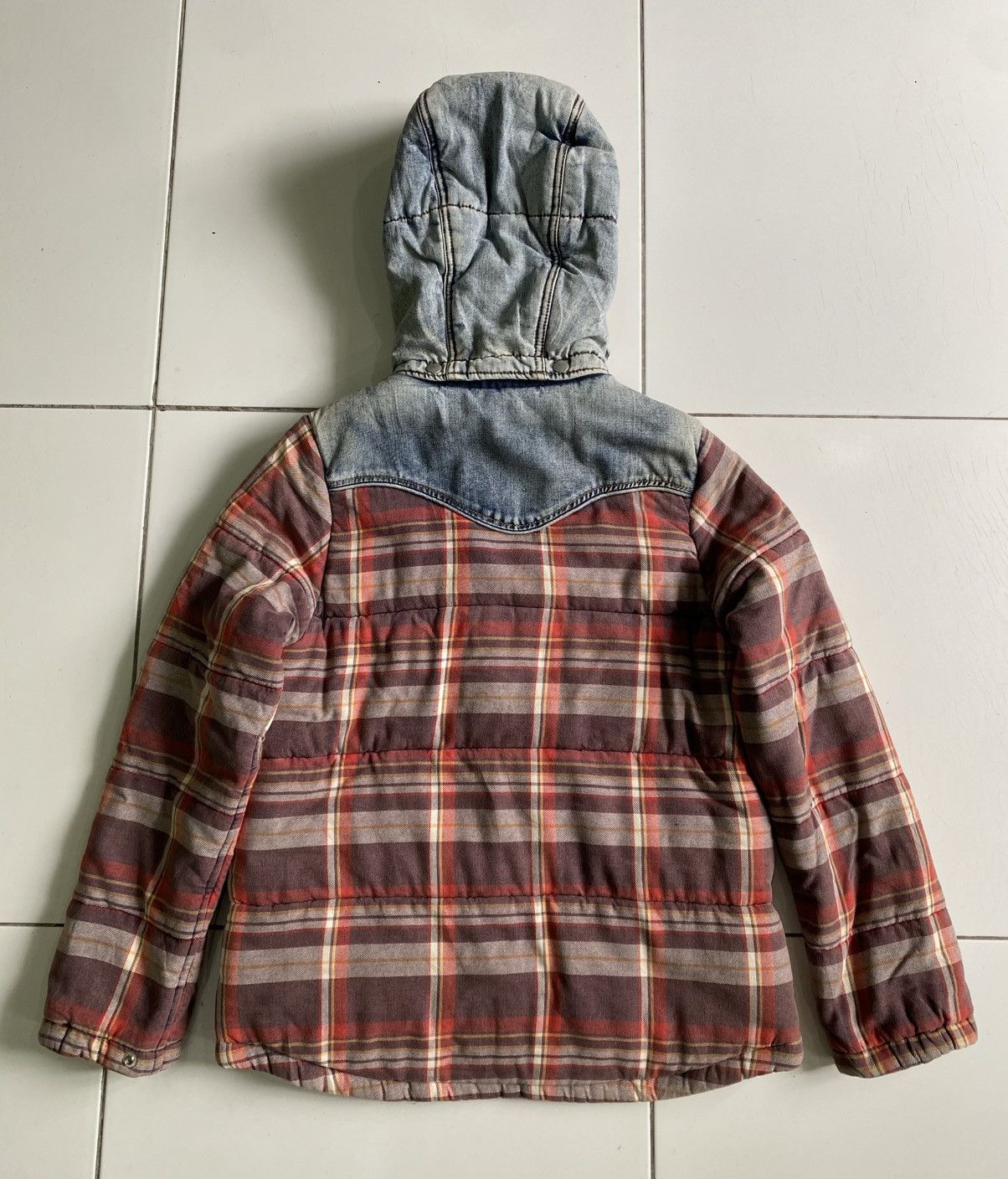 If Six Was Nine × Japanese Brand 90s Cube sugar authentic Down plaid Hoodie Button Jacket Size US M / EU 48-50 / 2 - 2 Thumbnail