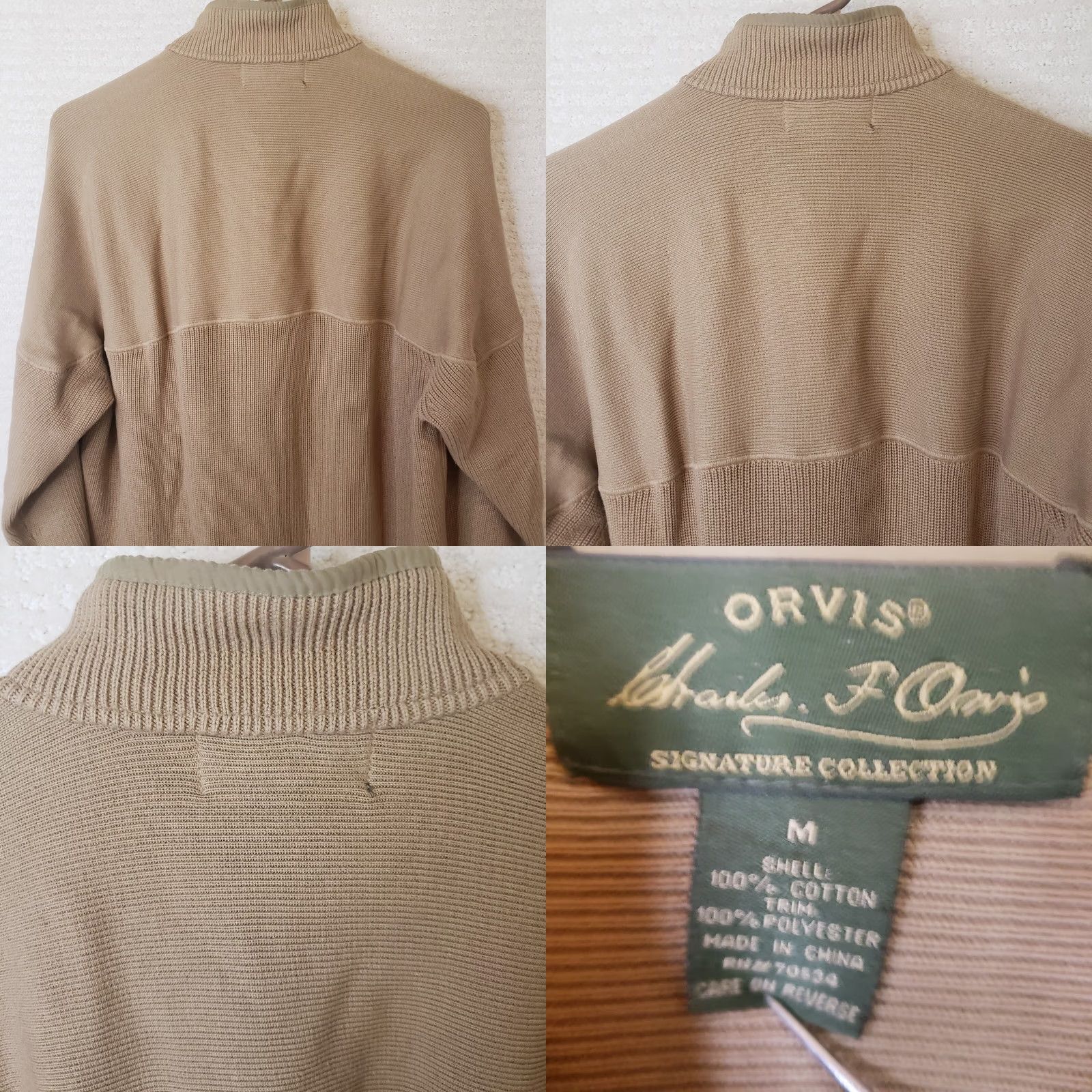 Orvis VINTAGE ORVIS Sweater Mens M Military 1/4 Zip Cotton Mock Neck Shoulder Patches Brown Size US M / EU 48-50 / 2 - 8 Thumbnail