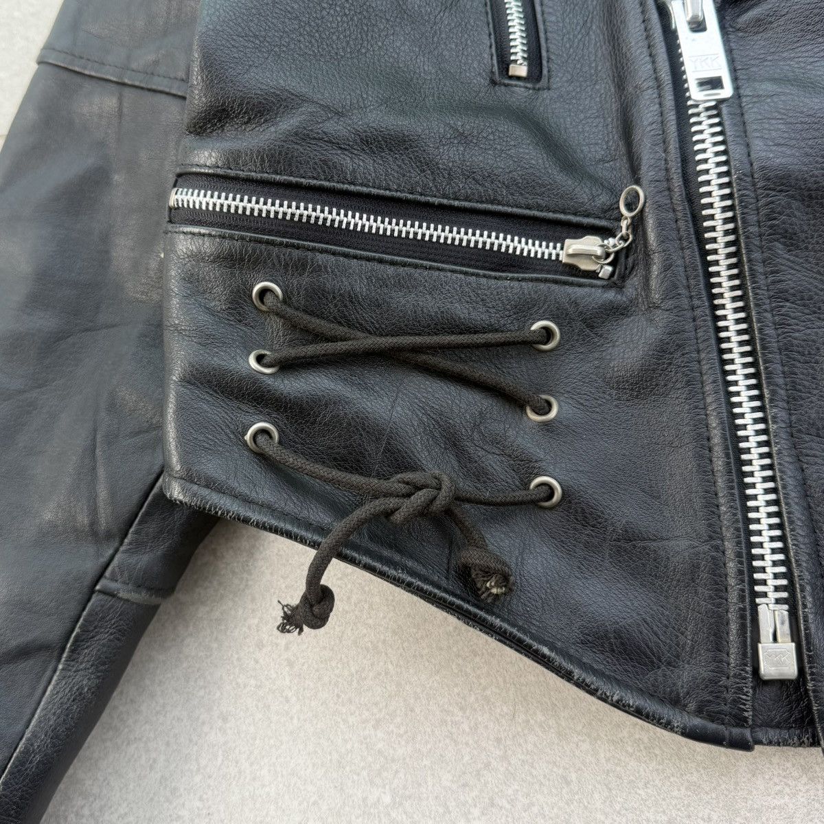 Japanese Brand Vintage KRABPER Genuine Leather Crop Biker Jacket Size M / US 6-8 / IT 42-44 - 4 Thumbnail