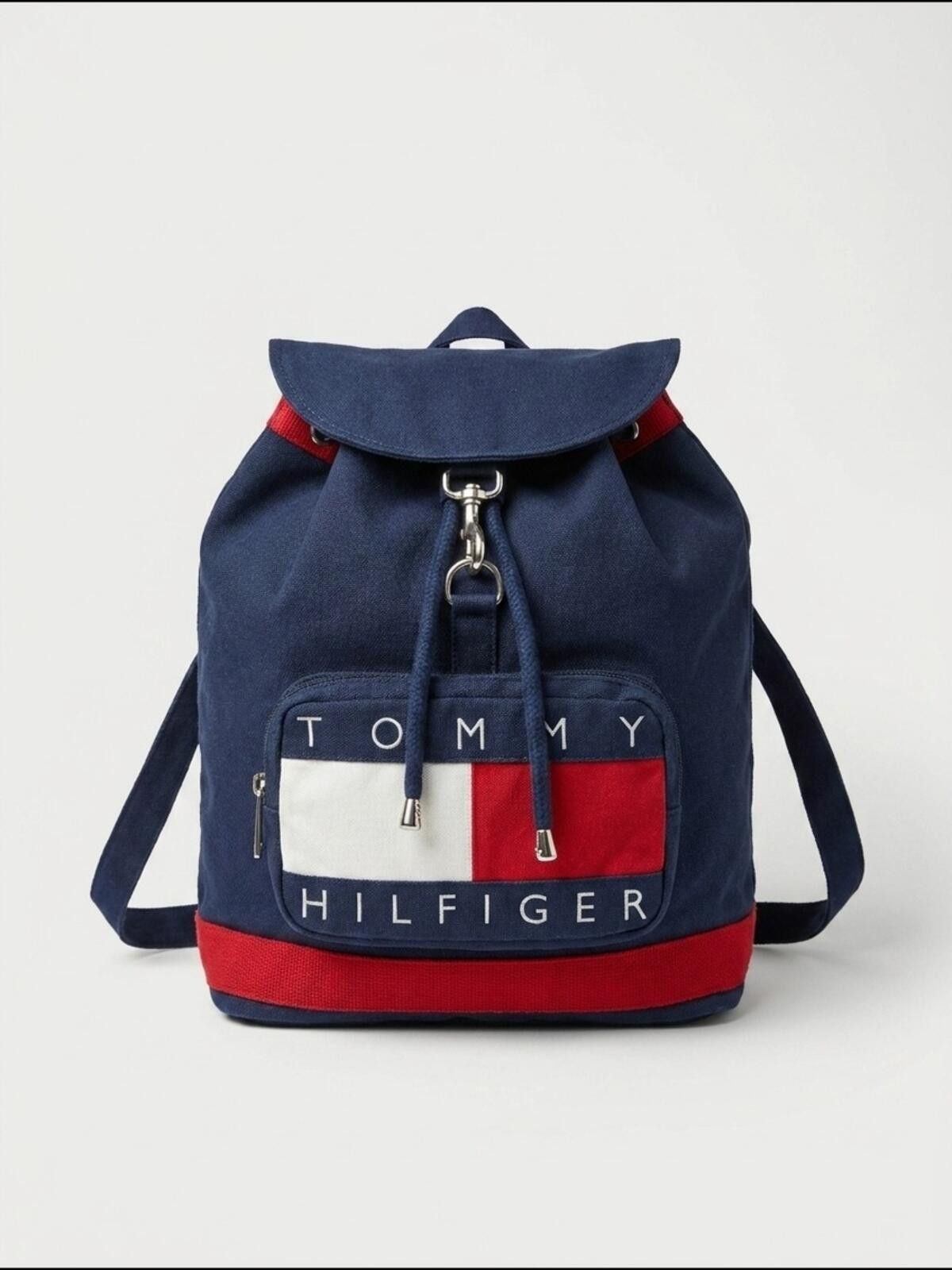 Tommy Hilfiger Vintage Tommy Hilfiger Navy Red Canvas Backpack Size ONE SIZE - 1 Thumbnail