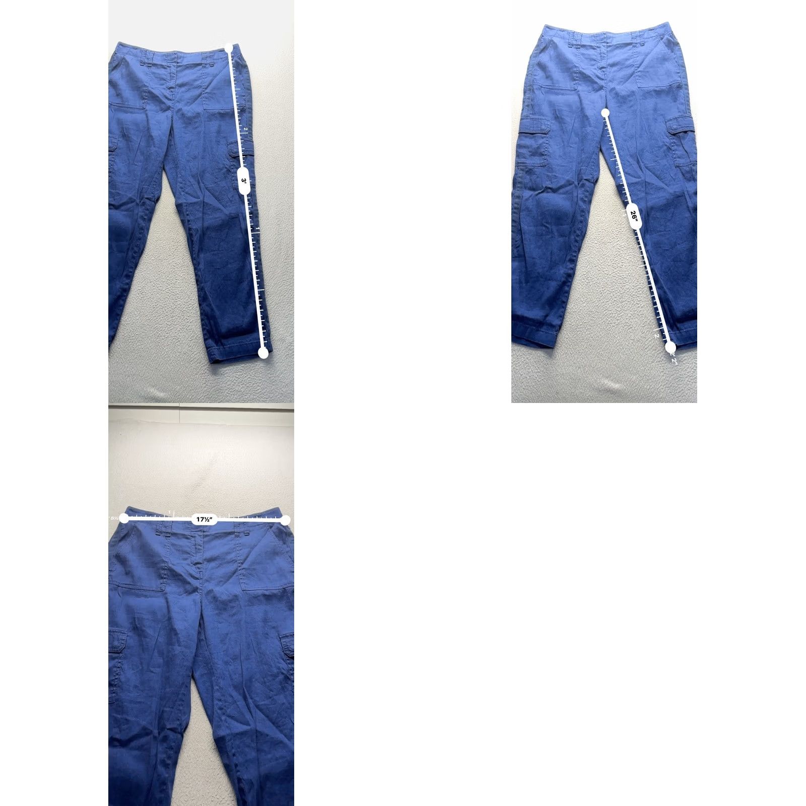 Vintage Chicos Women's Pants Cargo Crop Linen-Blend Pocket 33in Waist 2 Blue Size 26" / US 2 / IT 38 - 8 Thumbnail