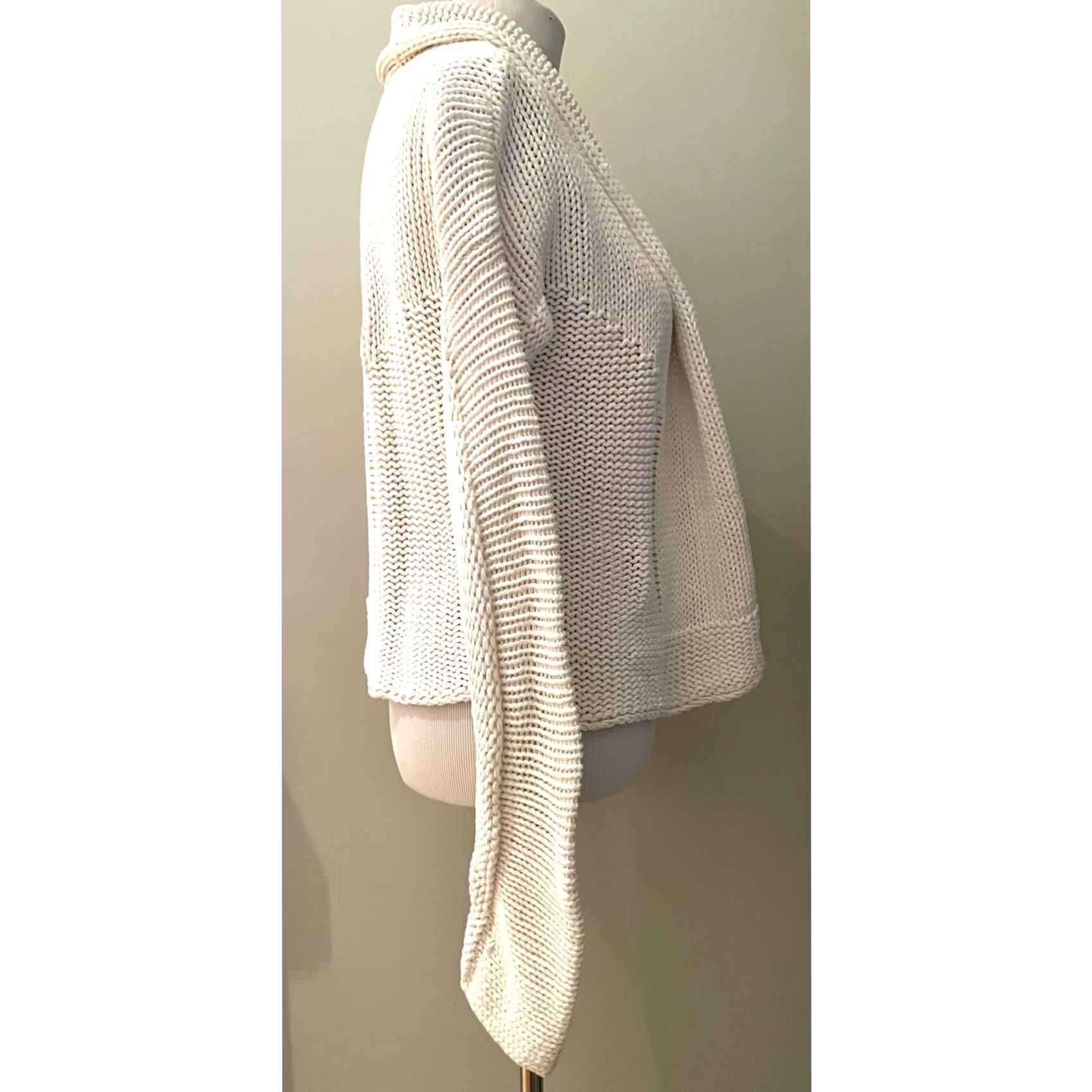 Nine West Nine West Women's Cardigan Open Front Chunky Knit Cotton Blend M White Sweater Knit Womens 90s? Size M / US 6-8 / IT 42-44 - 5 Thumbnail