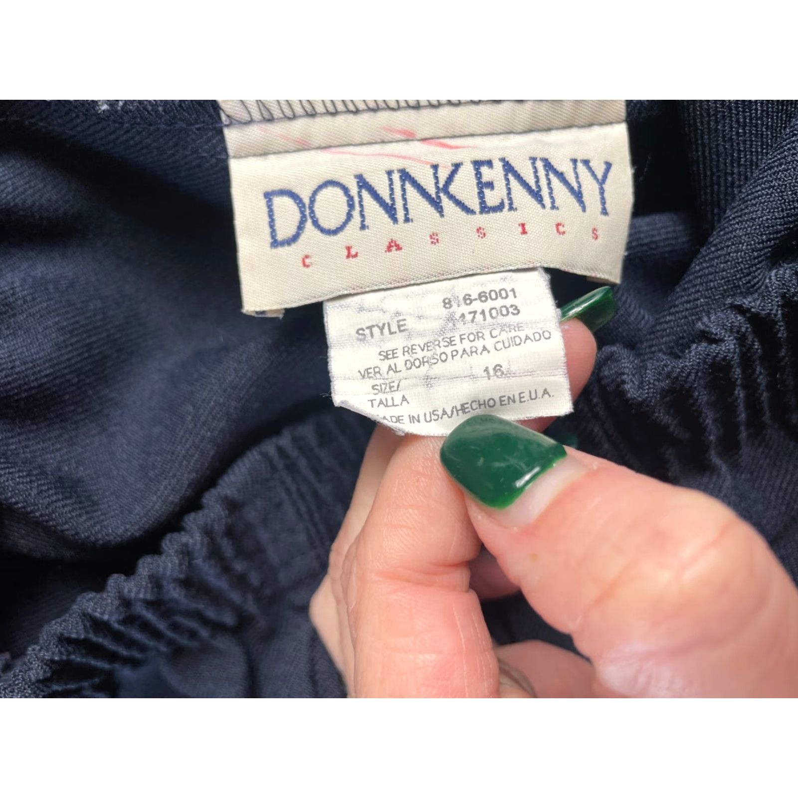 Vintage Donnkenny Dress Pants Women's 16 Navy Blue Pull On Straight Leg Pants Regular Fit Size 38" / US 16 / IT 52 - 4 Thumbnail