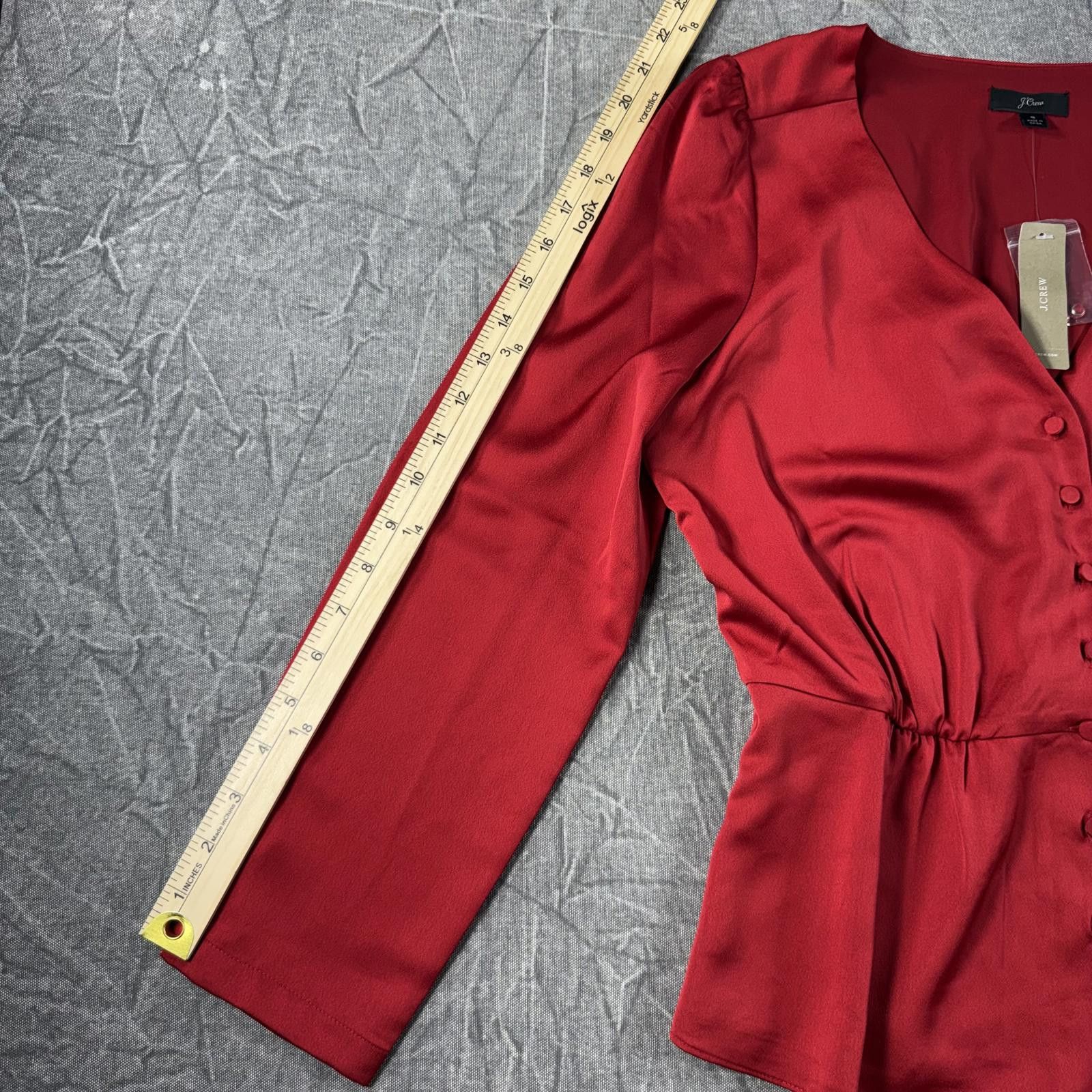 J.Crew J.Crew Blouse Women's 8 Red Button Front Peplum Top NWT Size M / US 6-8 / IT 42-44 - 5 Thumbnail