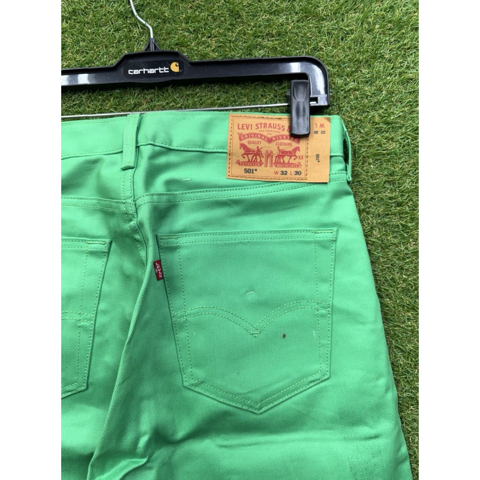 Levi's Levi's 501 Jeans Mens 32x30 Green Straight Leg Denim Pants 100% Cotton Regular Fit Size US 32 / EU 48 - 3 Thumbnail