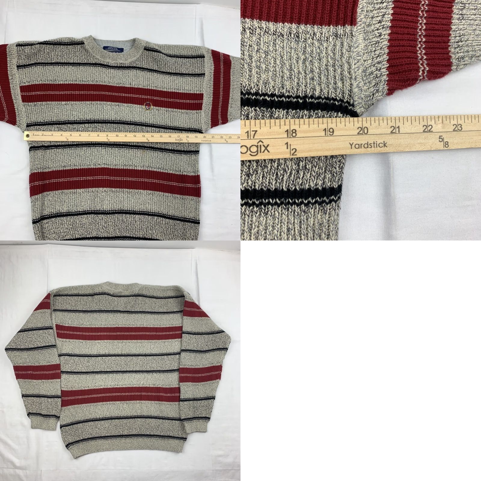 Tommy Hilfiger VINTAGE Tommy Hilfiger Sweater Adult L Tan Stripes Crewneck Pullover Logo Beige 90s American Mens Size US L / EU 52-54 / 3 - 8 Thumbnail