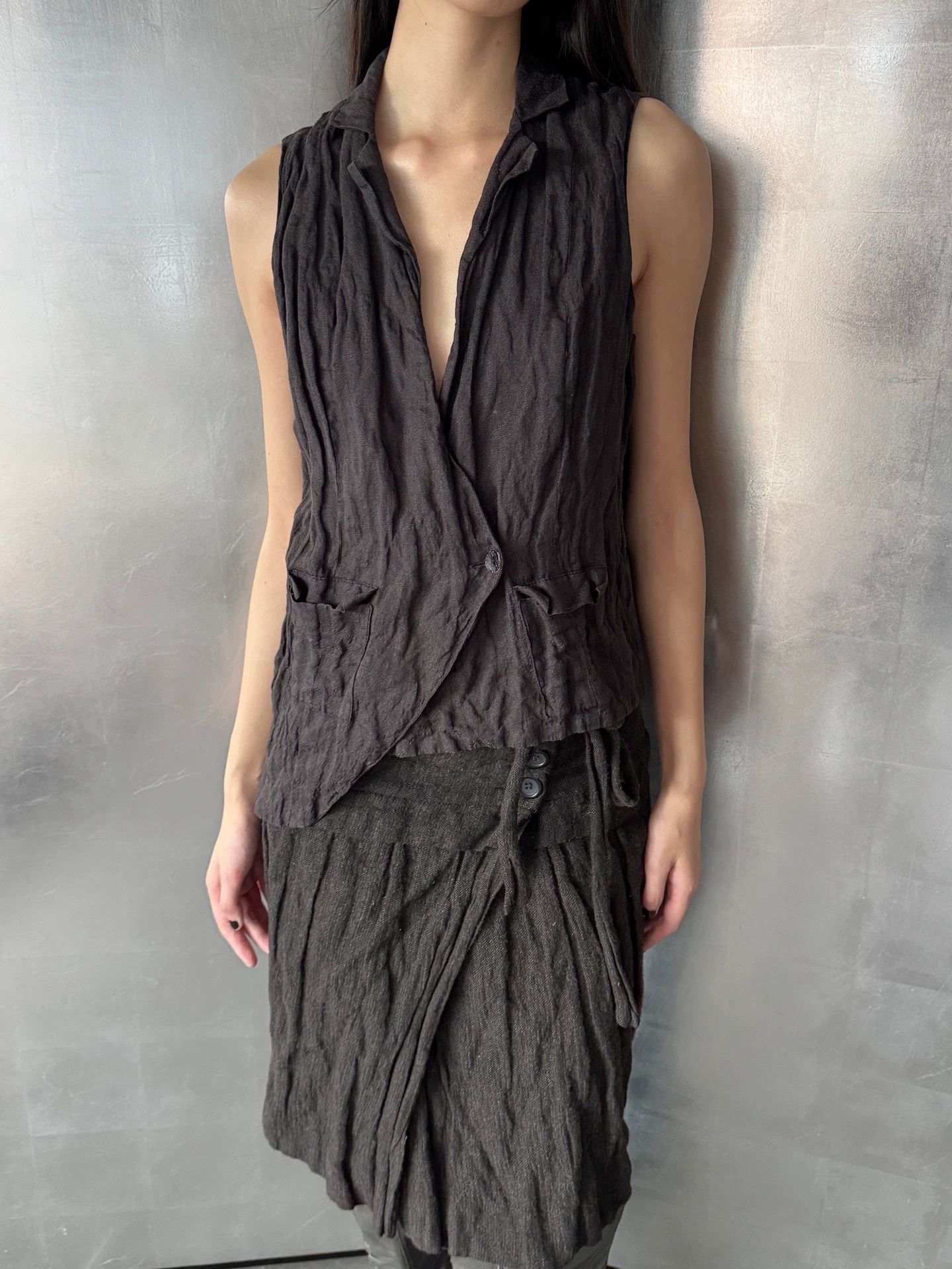 Other Vintage German Brand Linen Fulled Vest Size 2 Size XS / US 0-2 / IT 36-38 - 3 Thumbnail