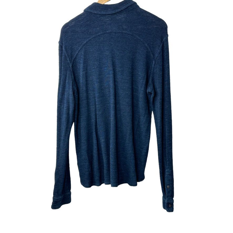 Lucky Brand Lucky Brand Navy Blue Long Sleeve Cotton Polo Shirt Size US M / EU 48-50 / 2 - 8 Thumbnail