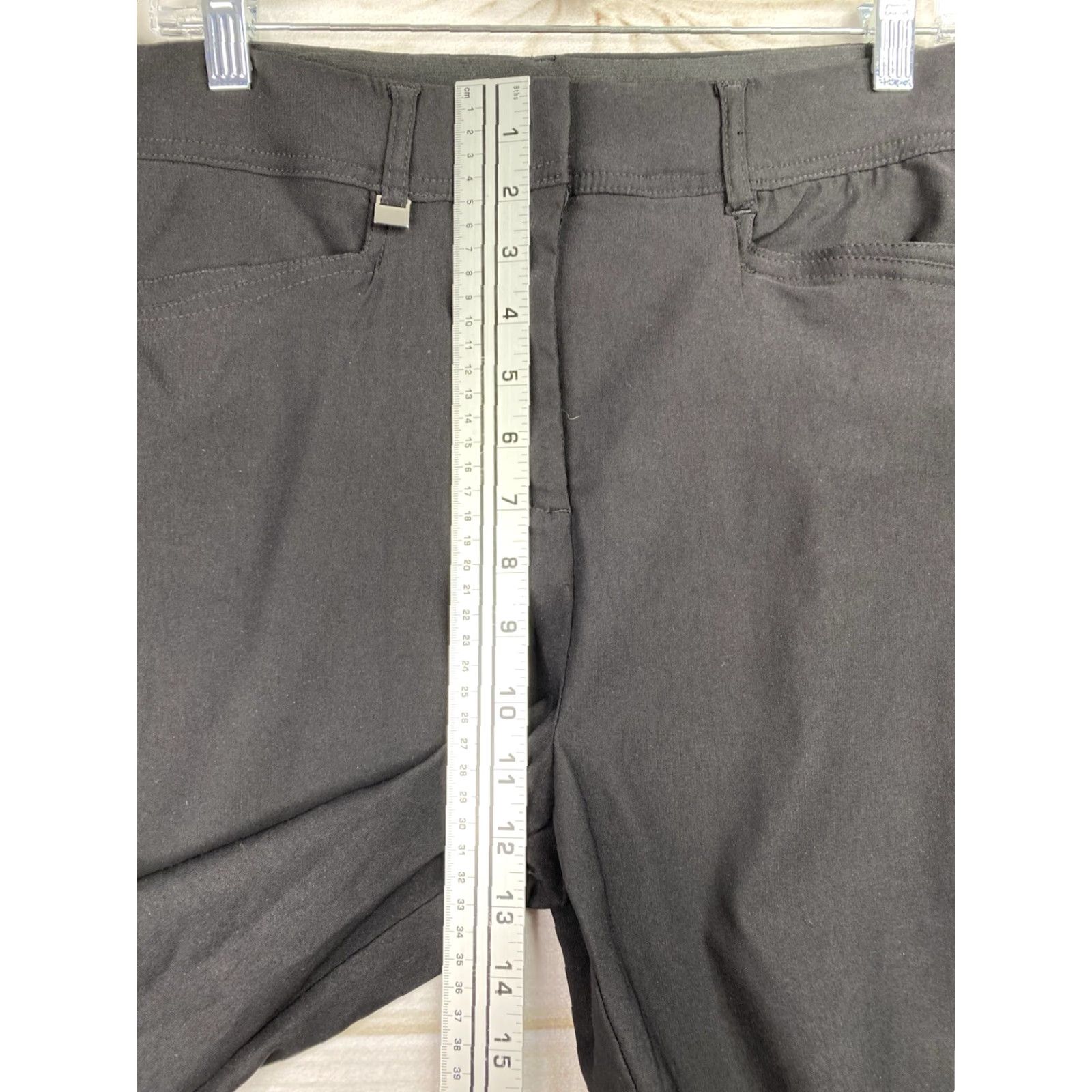 Vintage Tahari Dress Pants L Black Ponte Stretch Knit Pockets Ankle High Rise Size 36" / US 14 / IT 50 - 4 Thumbnail