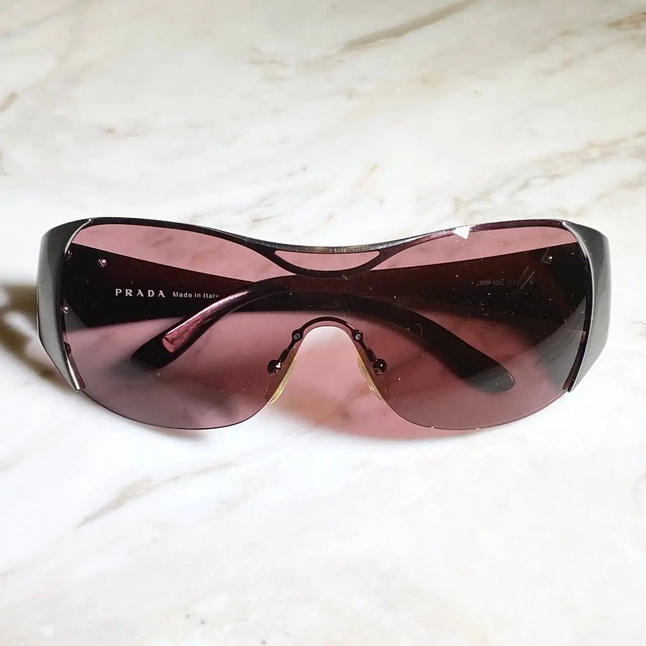 Prada × Vintage PRADA Sunglasses SPR 53G Star Sport Metal Shield Oval Wrap Size ONE SIZE - 4 Thumbnail