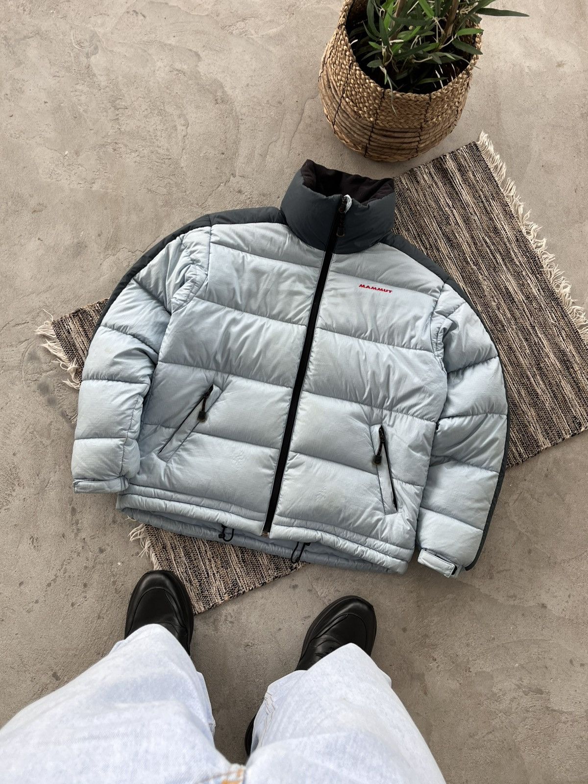 90s Vintage Mammut Outdoor Y2K Blue Down Bomber Jacket